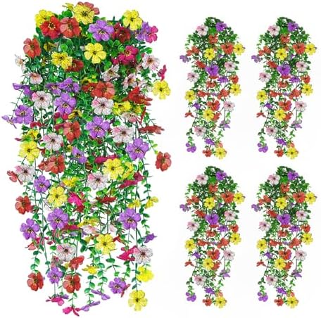 4 Pcs Artificial Hanging Flowers for Outdoor Decor
