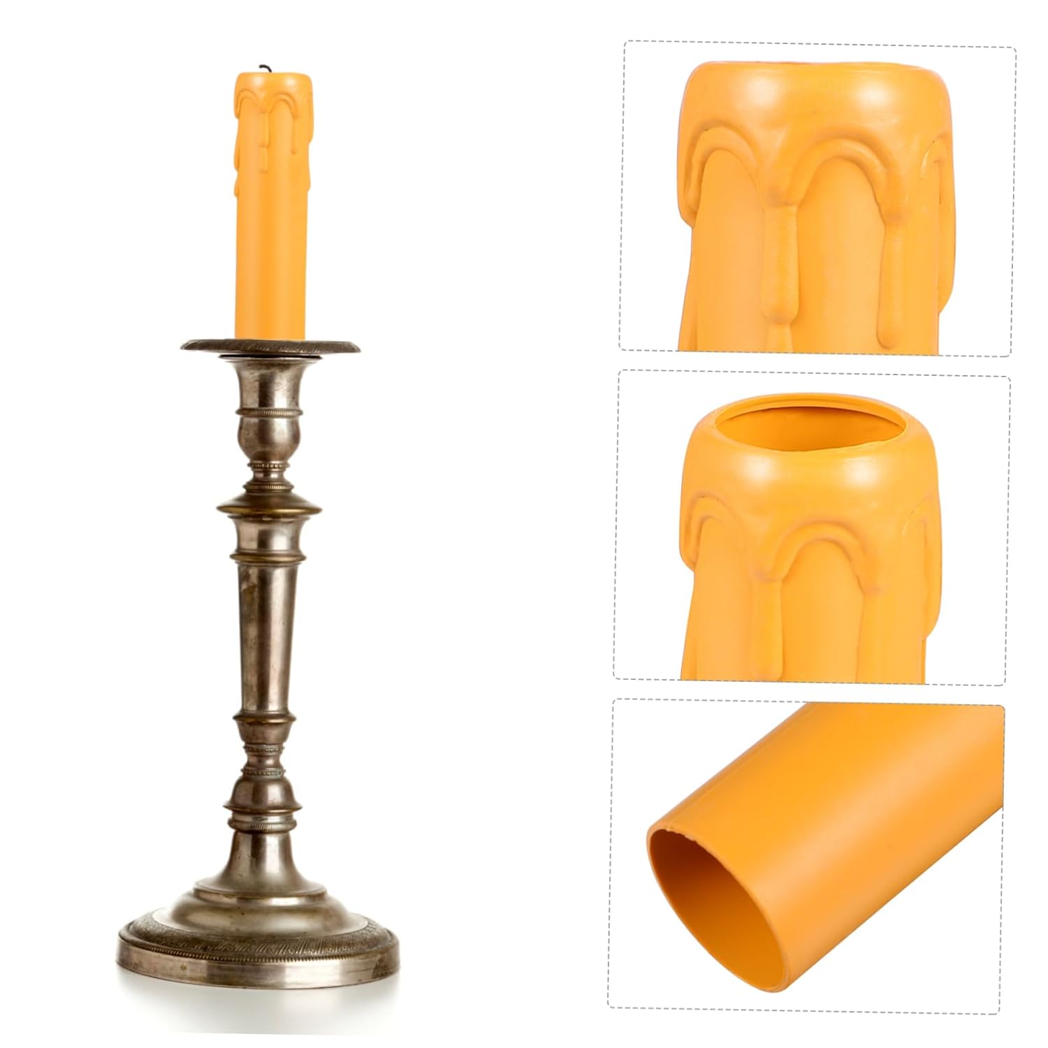 Mikikit 20Pcs Lightweight Tear Pattern Candle Sleeves for Chandeliers