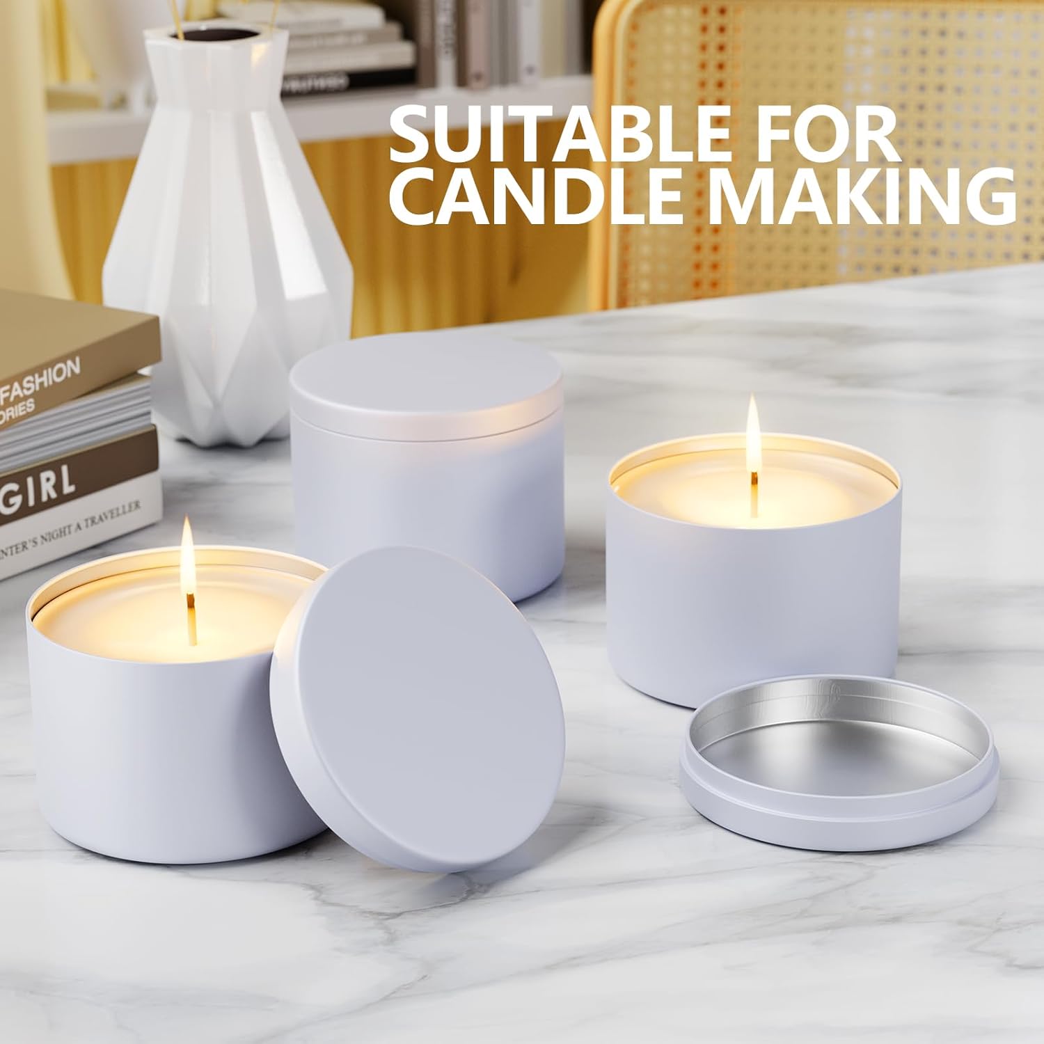 Domivirgo 24 Pcs Empty Candle Tins with Lid