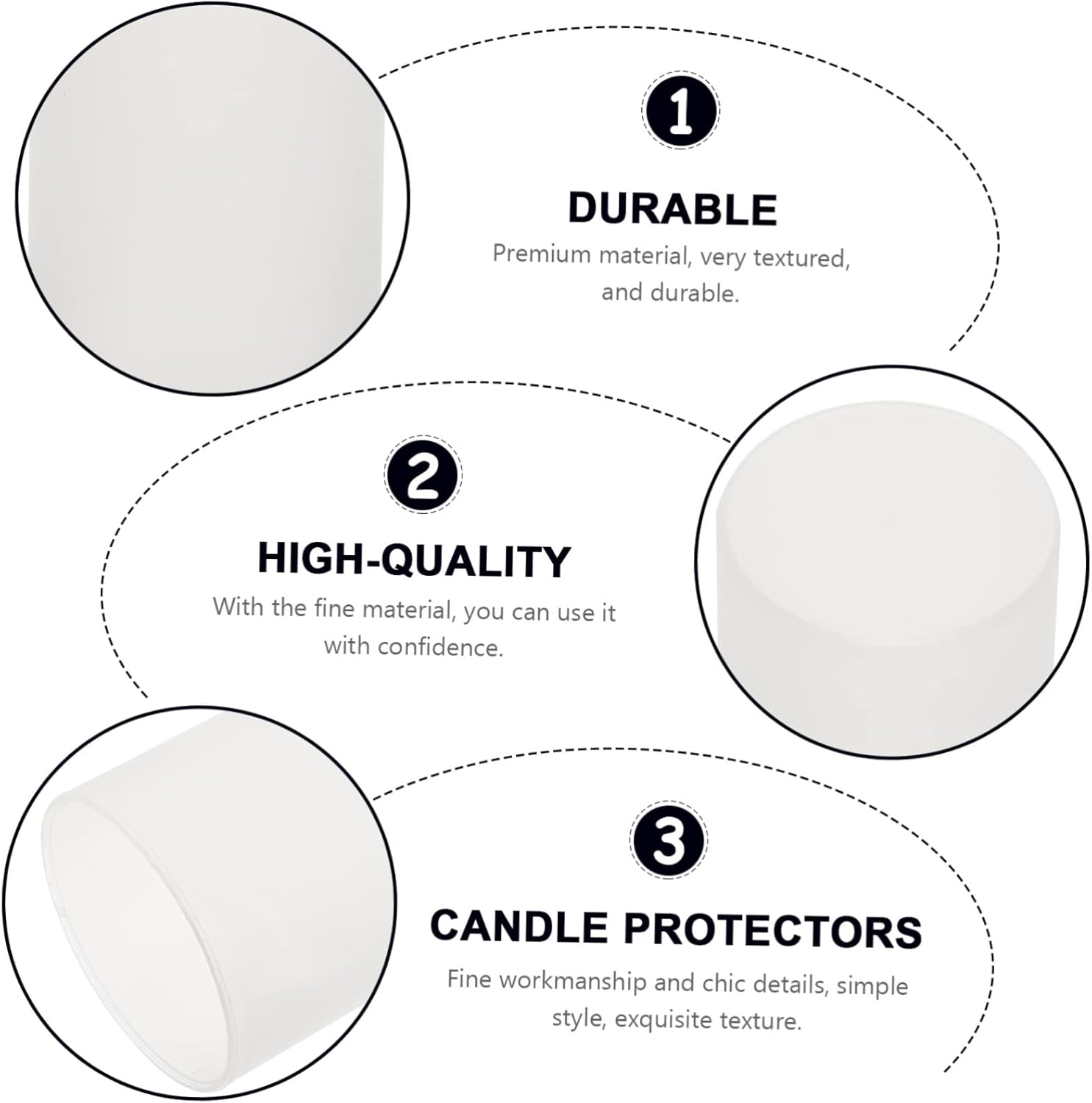 6pcs White Cylindrical Candle Protection Covers for Electric Candles