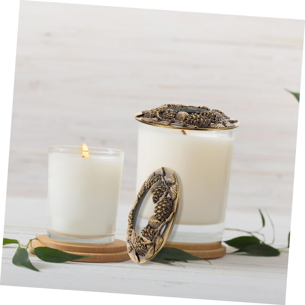 TEHAUX 2pcs Metal Candle Toppers for Jar Candles