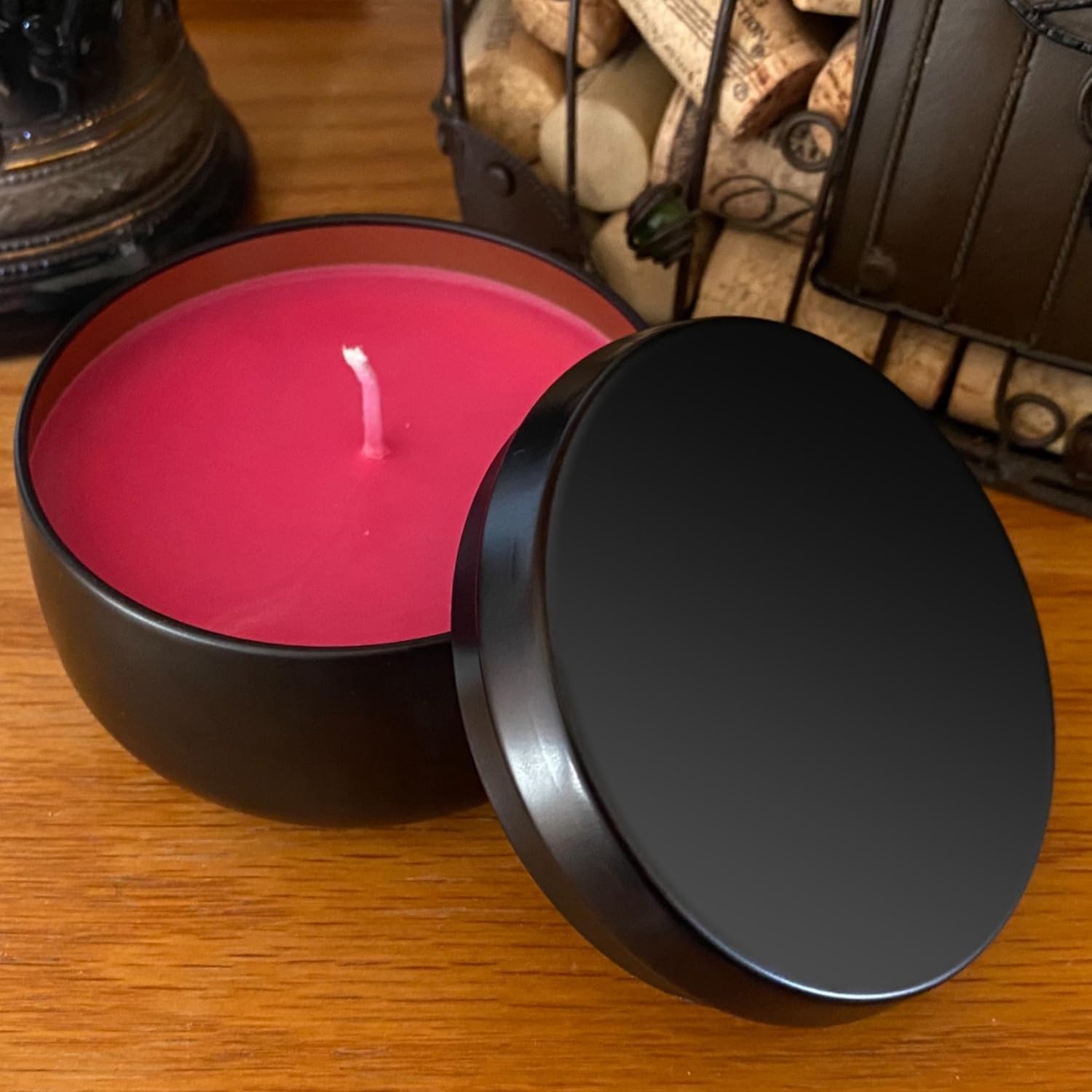 GENHAKON 24 Pack 8 Oz Black Candle Tins