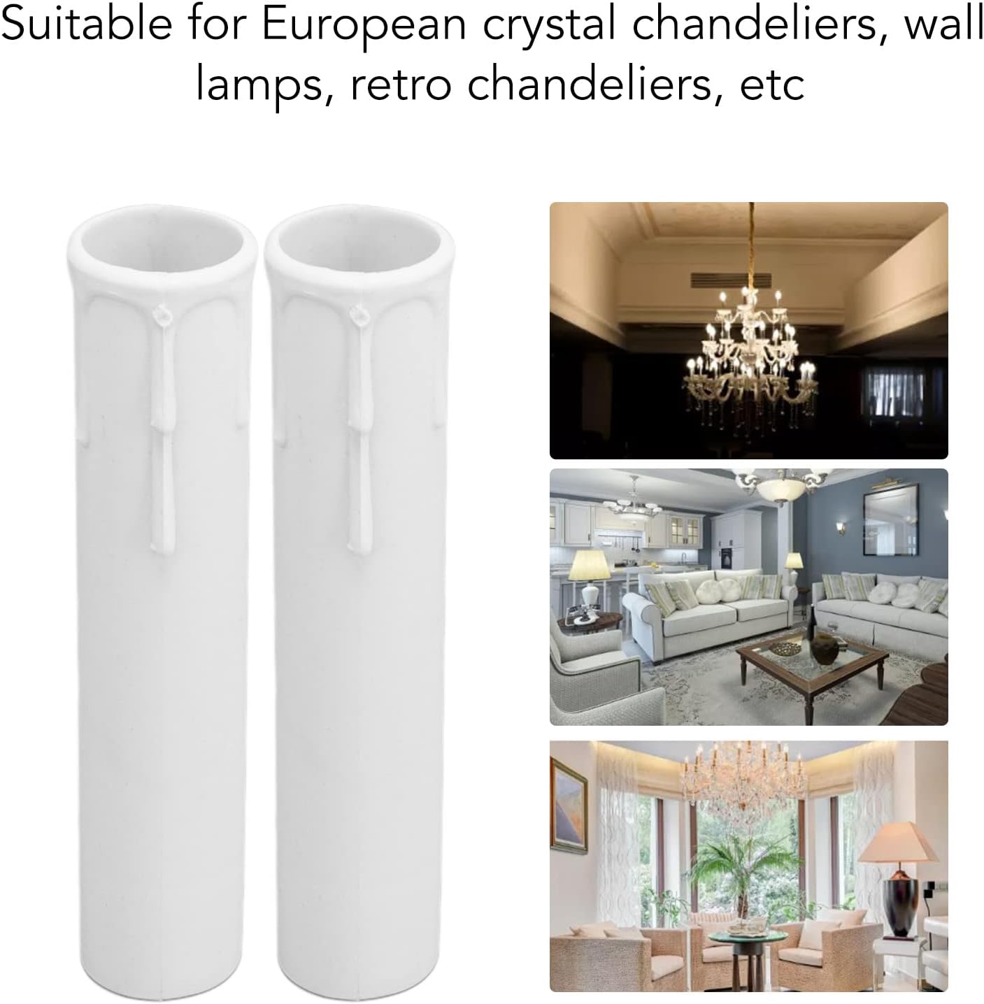 White Candle Covers 20pcs E12 Socket Sleeves for Chandeliers