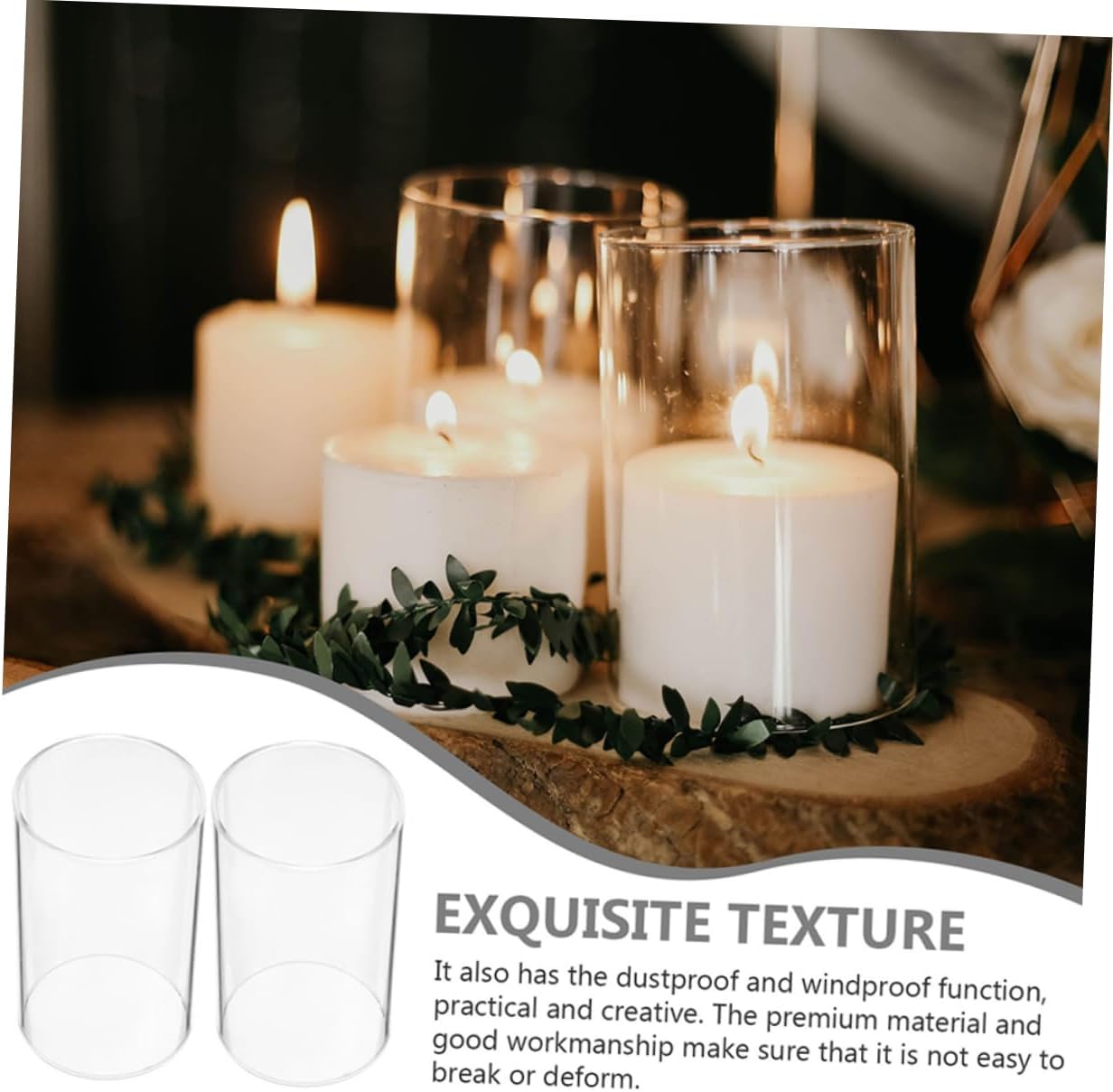 PRETYZOOM 2pcs Windproof Candle Covers for Dining Room Decor