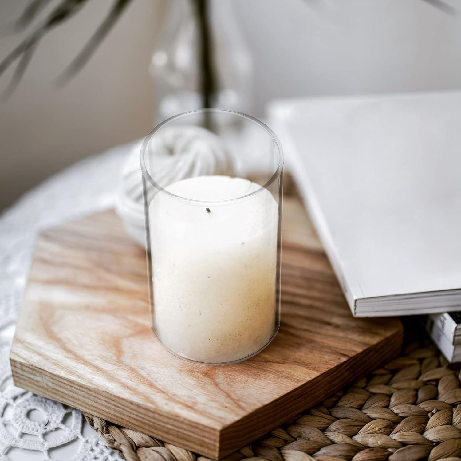 Cabilock 4pcs Glass Candle Lampshade Cover for Pillar Candles