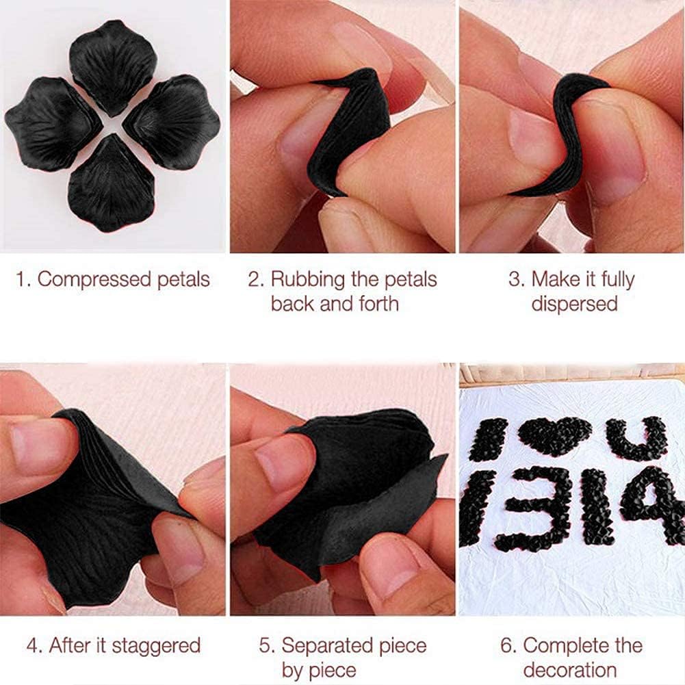 900pcs White Purple Black Artificial Silk Rose Petals for Wedding Events