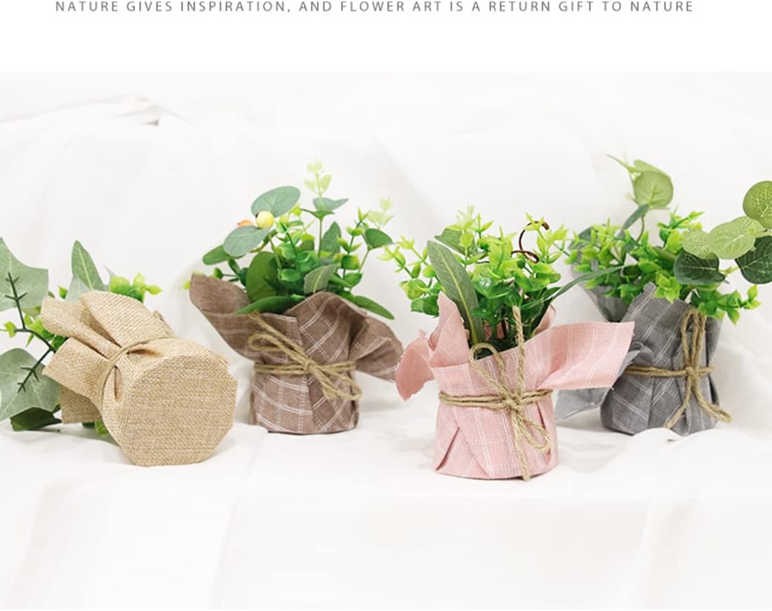 FUNAT Artificial Flower Pot Grey Office Home Decor