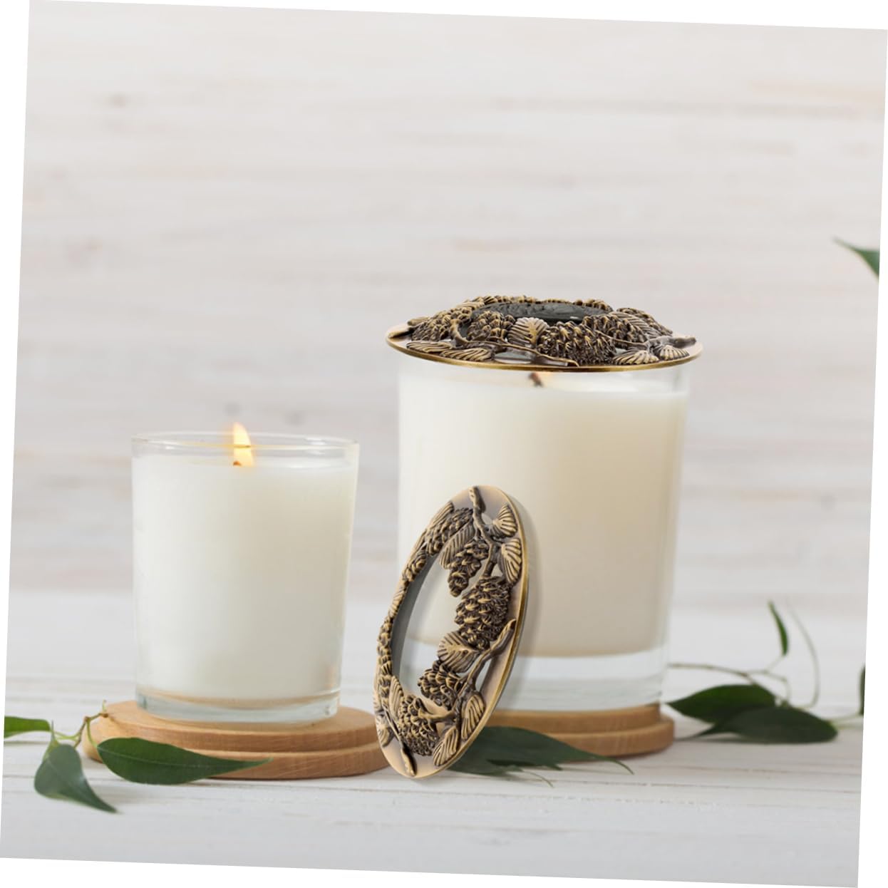 DOITOOL 2pcs Hollow Candle Jar Lid Metal Covers