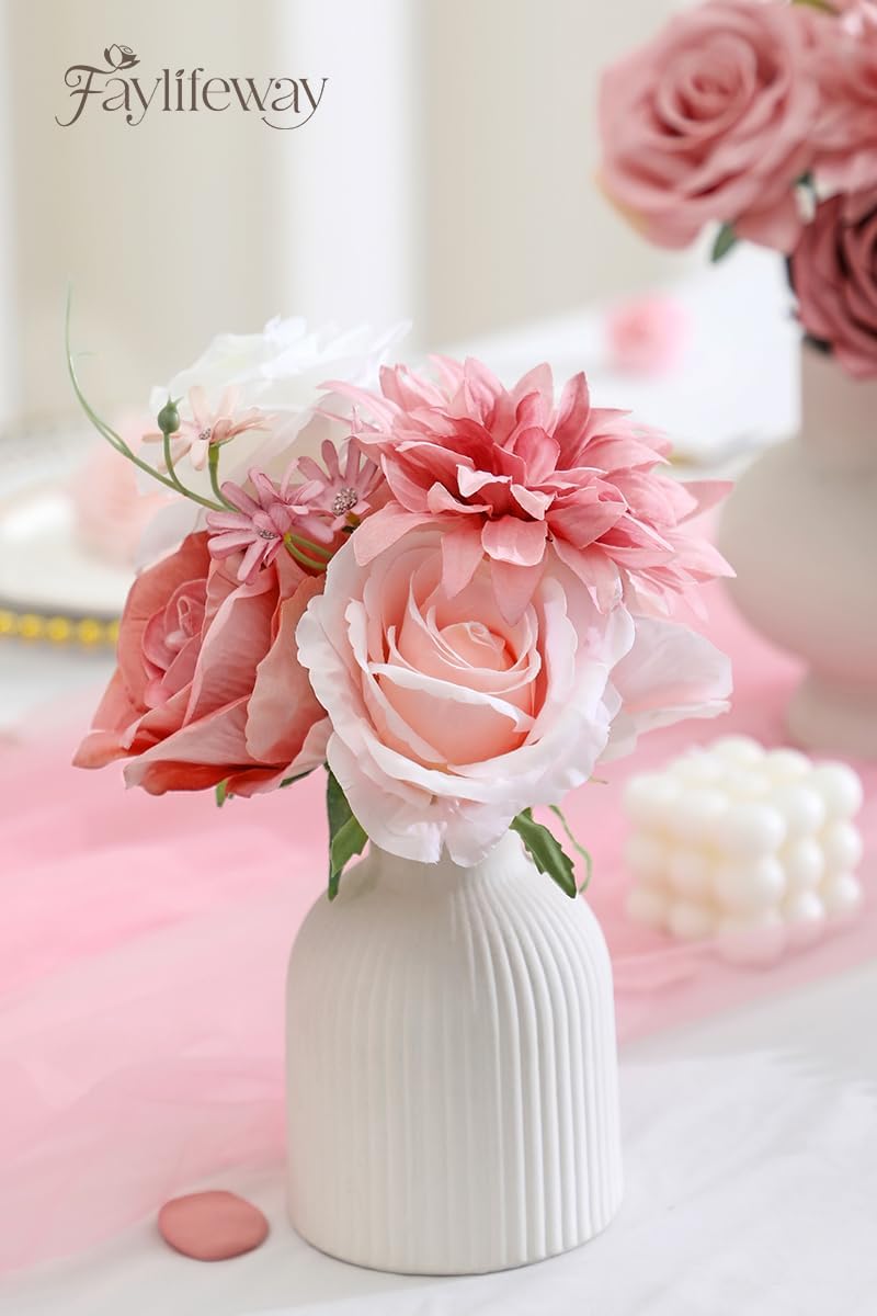 Faylifeway Silk Pink Artificial Flowers DIY Set