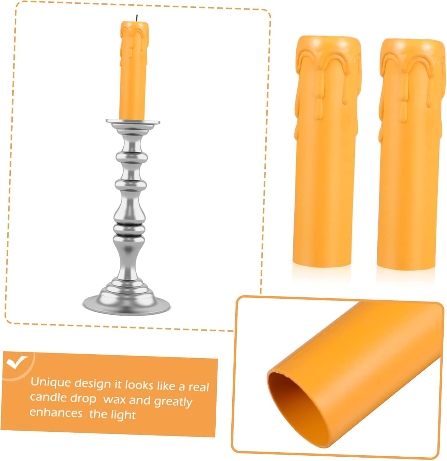 20 Pcs Lightweight Plastic Candle Sleeves with Tear Pattern Chandelier Socket Covers