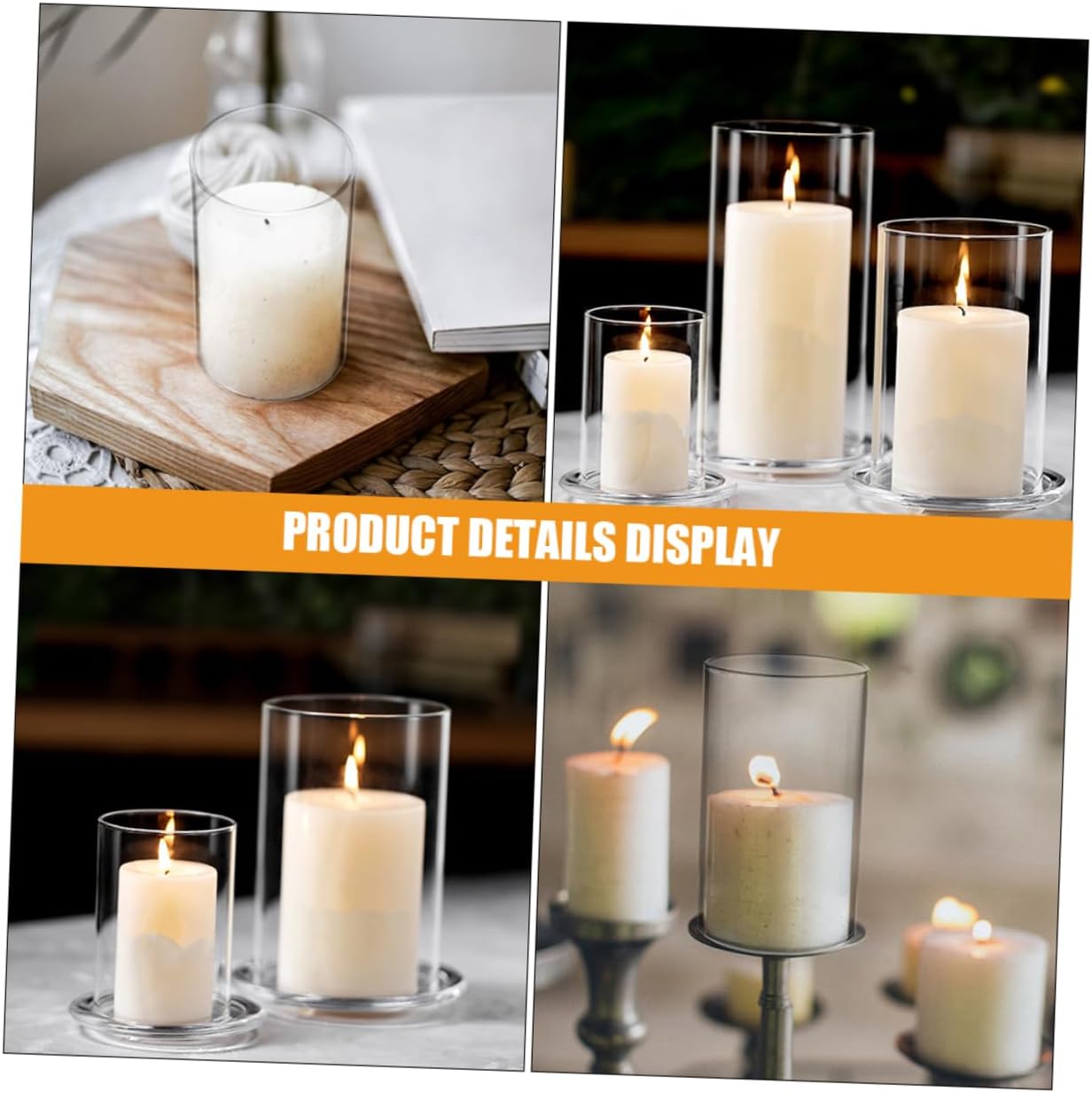 3pcs Glass Candle Holder Sleeves Windproof Cover Home Decor
