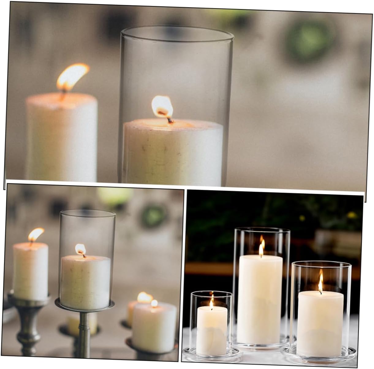 3pcs Glass Candle Holder Sleeves Windproof Cover Home Decor