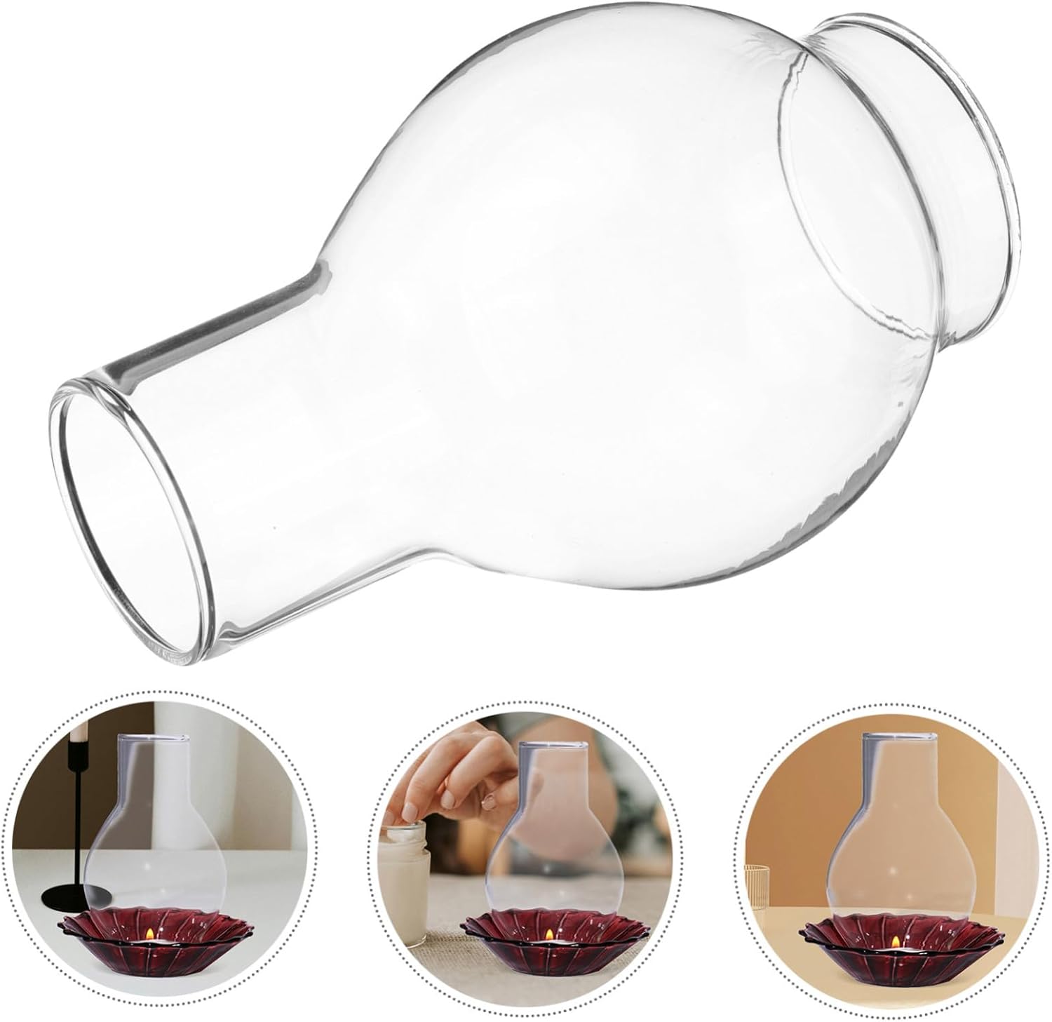 Glass Candle Holder Sleeve for Taper Candles Windproof Design