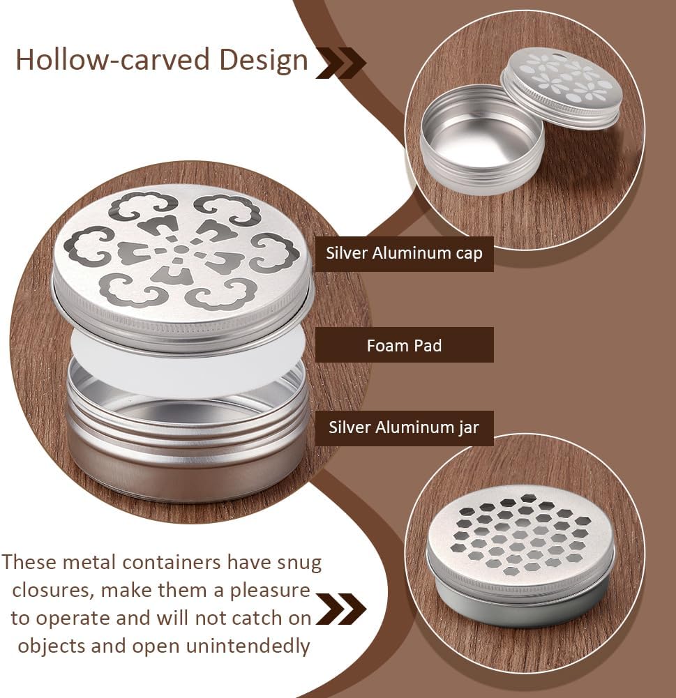 PH PandaHall 12pcs Aluminium Tins with Hollow Lids