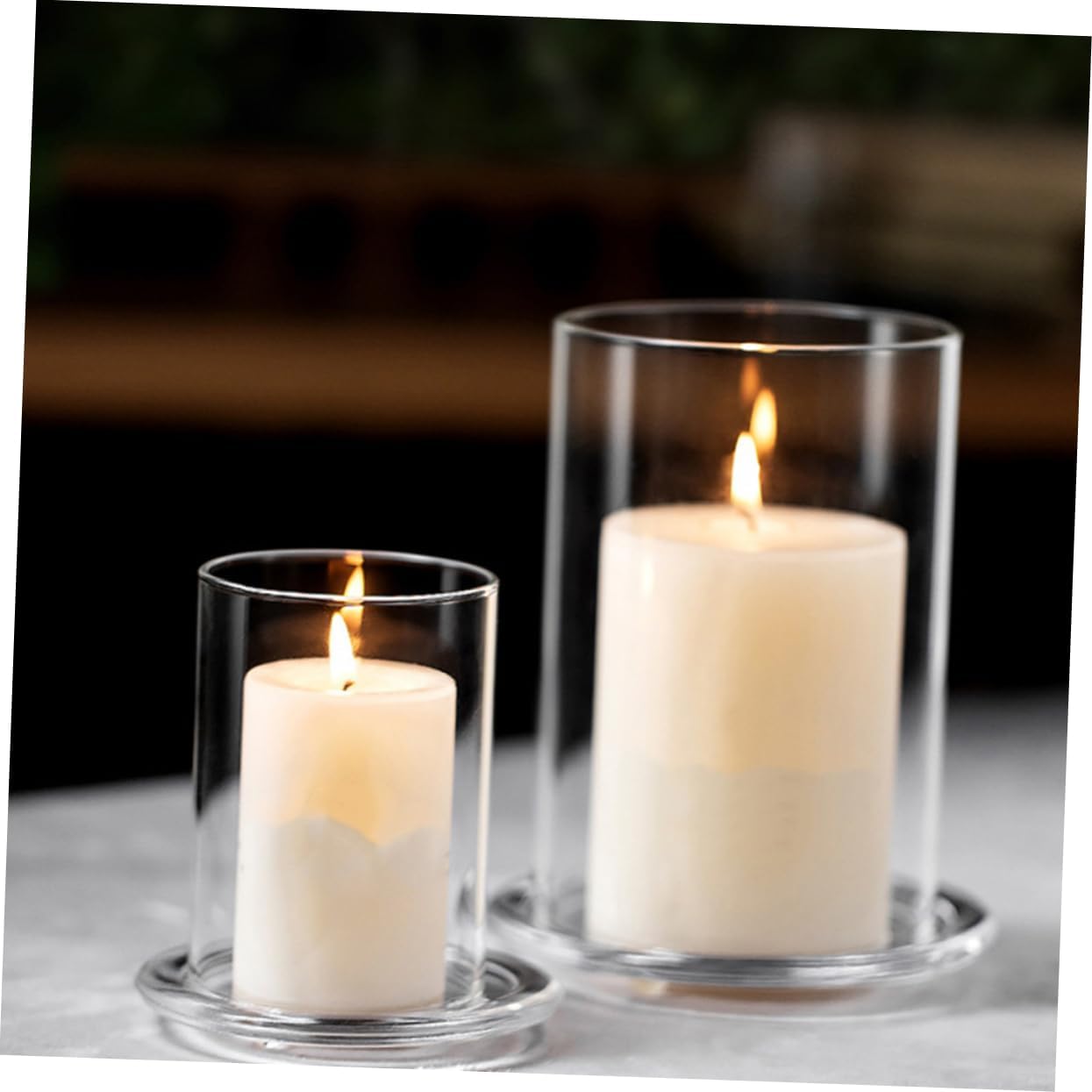 3pcs Glass Candle Holder Sleeves Windproof Cover Home Decor