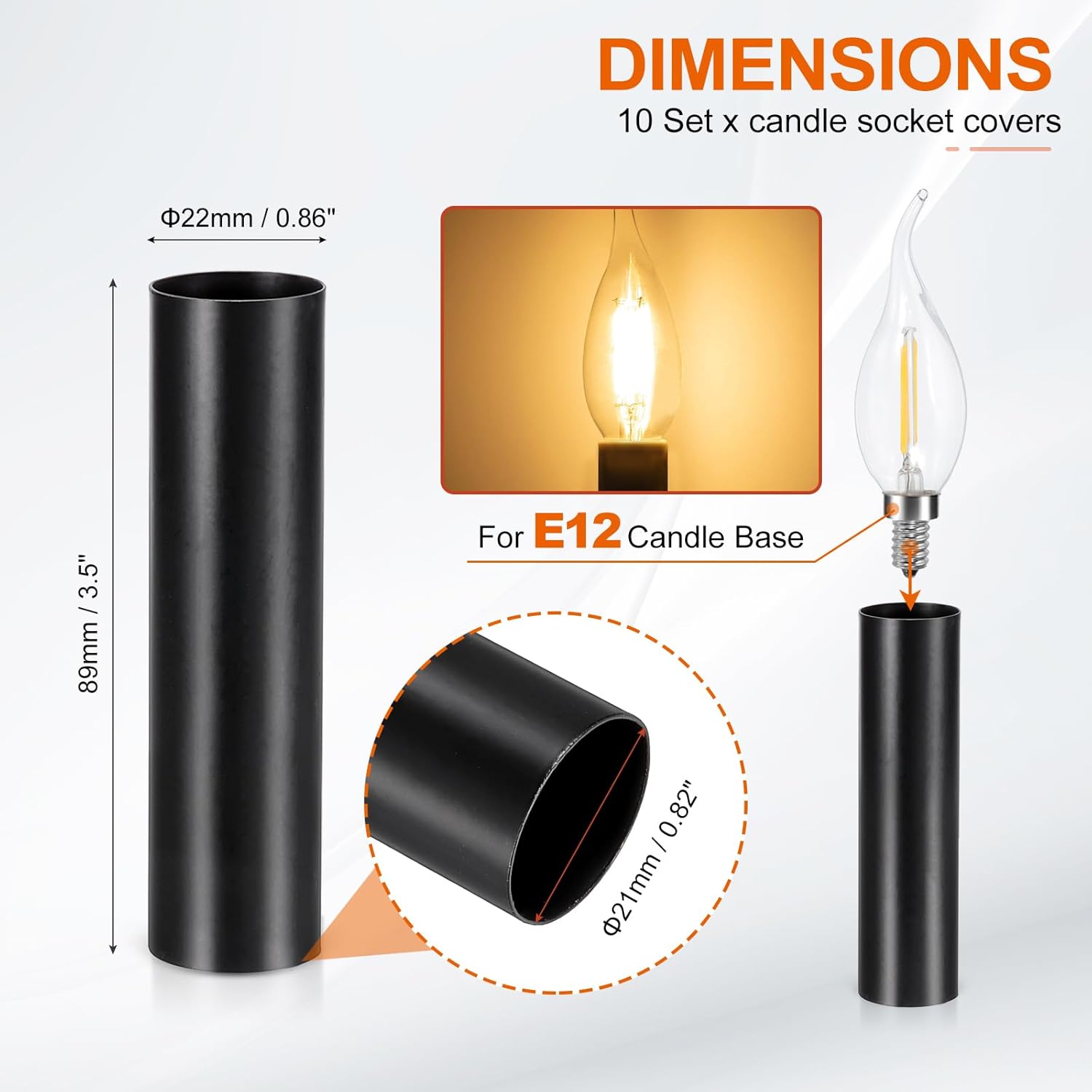 PATIKIL 35 Inch Tall Candle Covers Sleeves 10Pcs Metal E12 Socket Holder