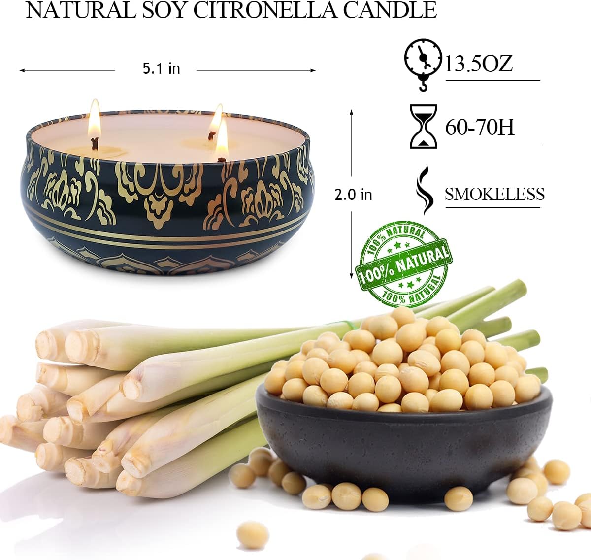 Niky 3-Pack Citronella Candles for Outdoor Indoor Use