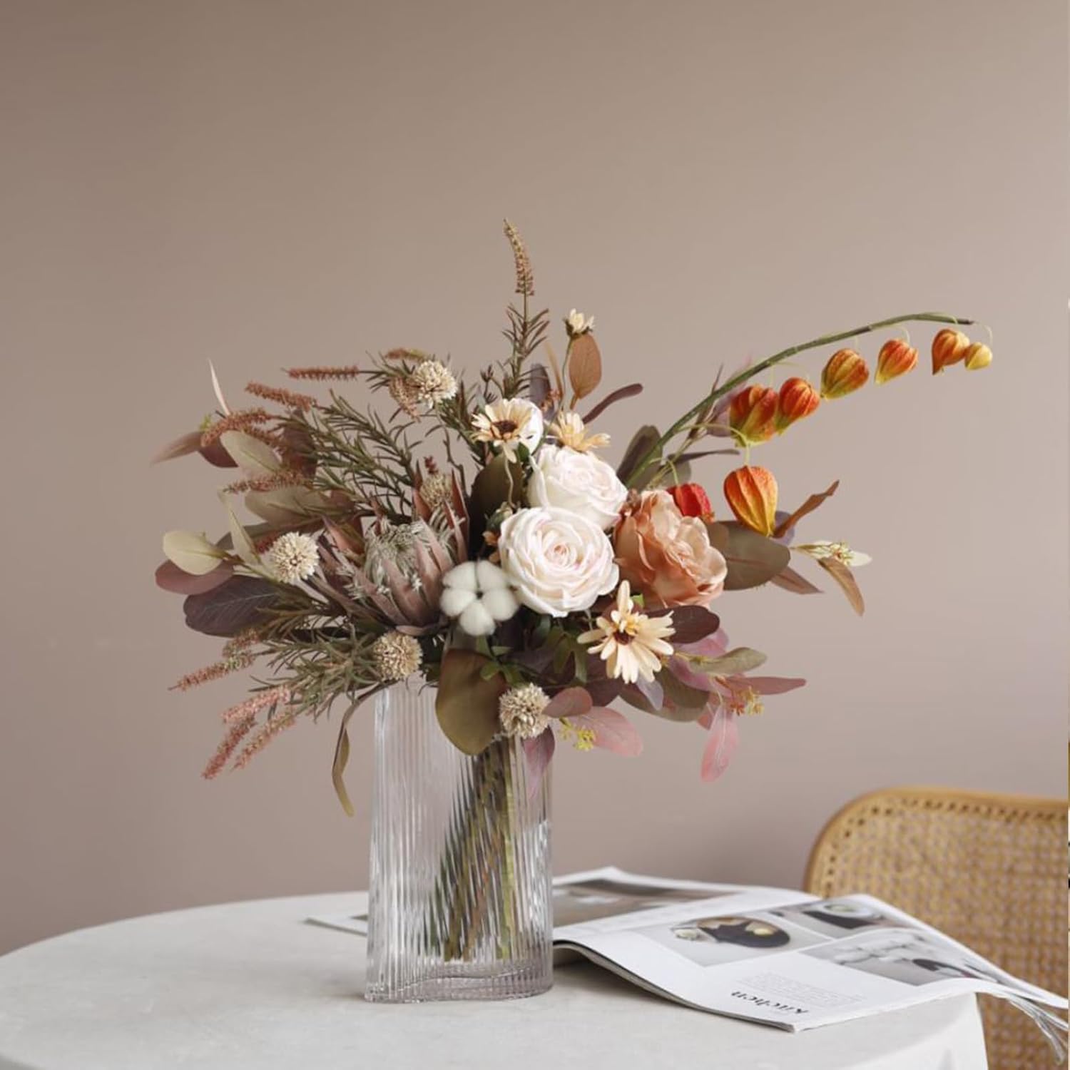 Artificial Flowers Autumn Rose Hydrangea Bouquet Handheld Decor