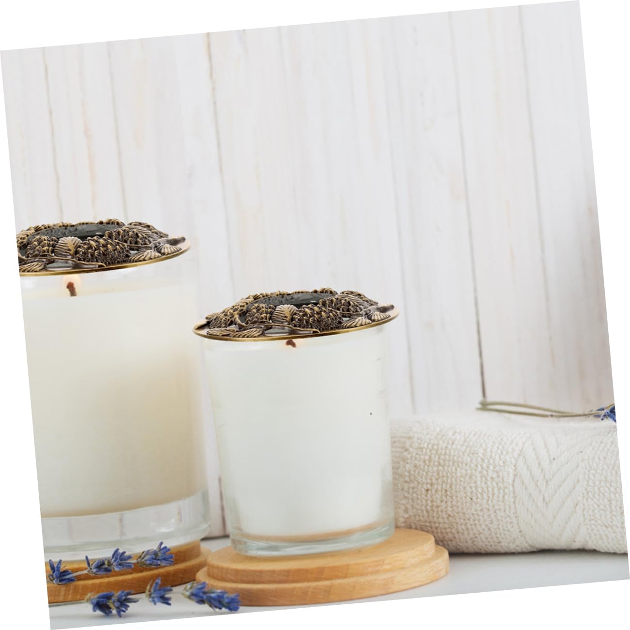 DOITOOL 2pcs Hollow Candle Jar Lid Metal Covers