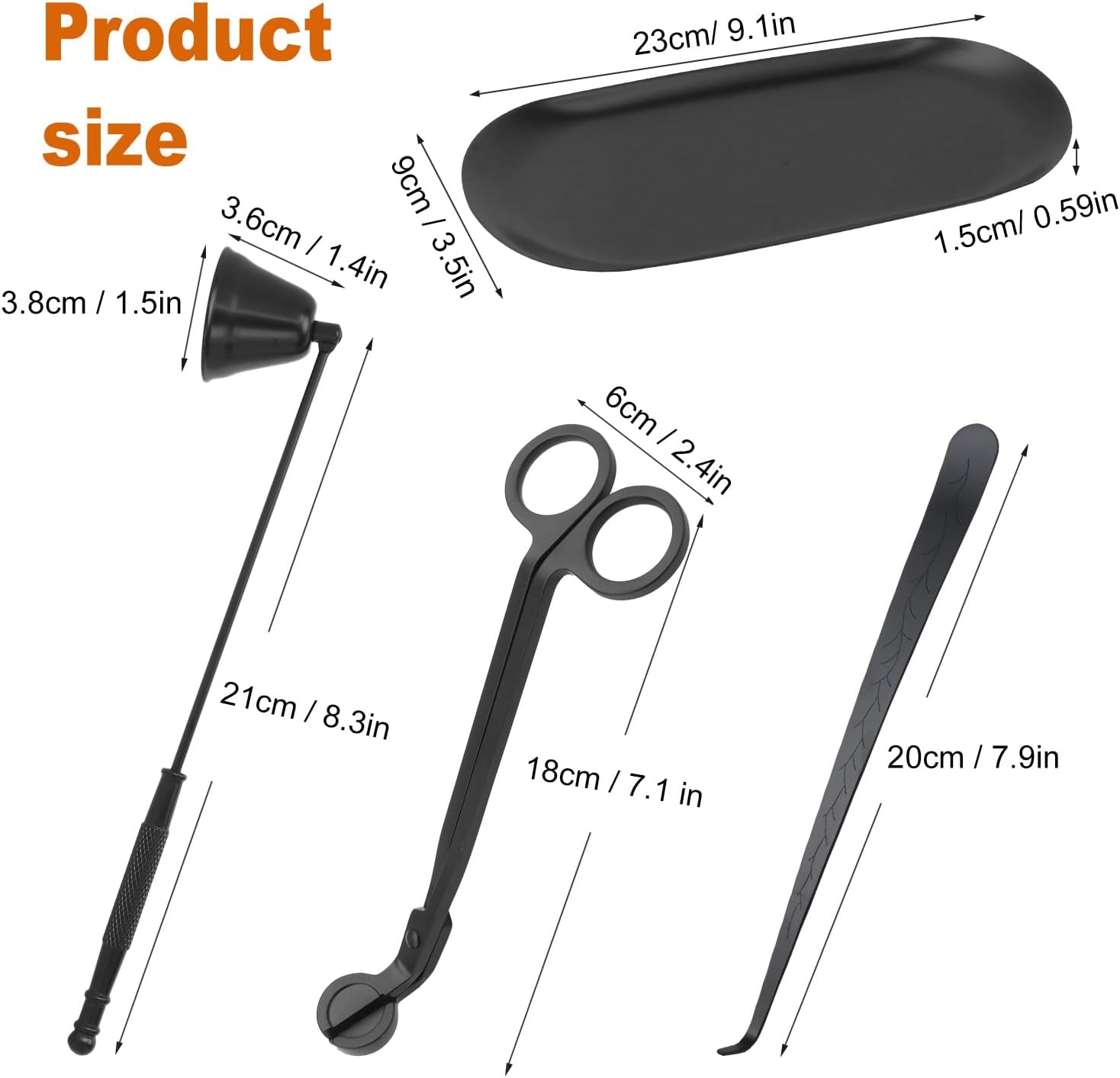 4 in 1 Candle Accessory Set with Storage Tray Plate