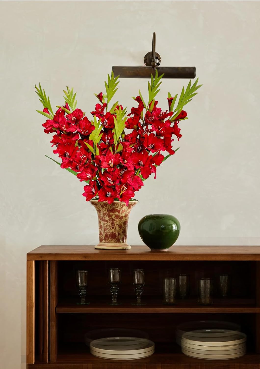 Pack of 6 Artificial Gladiolus Flowers Red