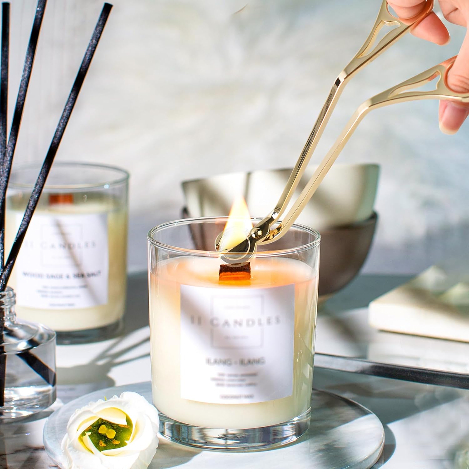Gold Candle Wick Trimmer with Scissor Head