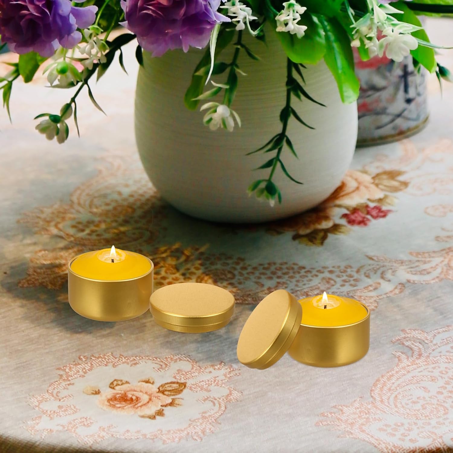 Artibetter 24pcs Aluminum Candle Tins 2oz with Lids
