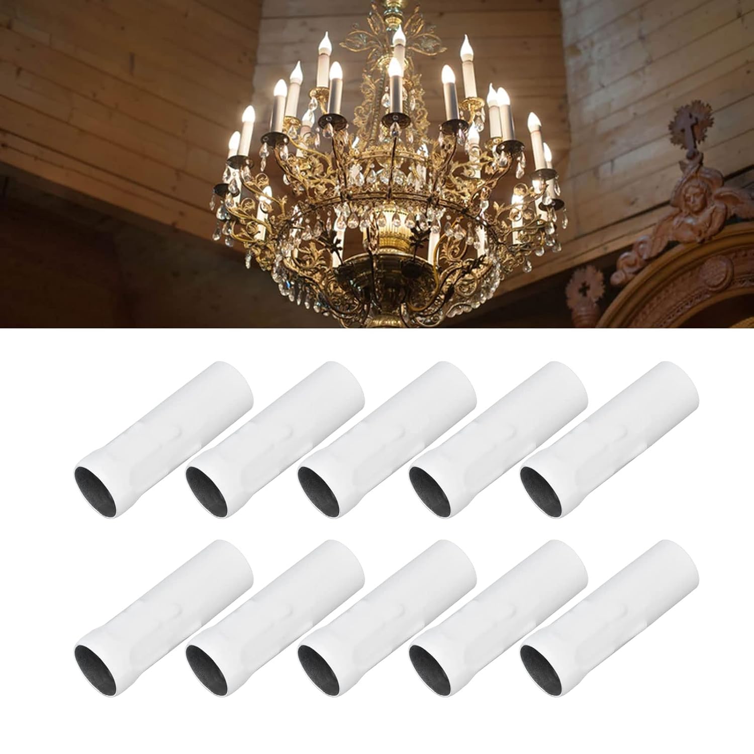 10PCS Metal Chandelier Candle Sleeves E14 White