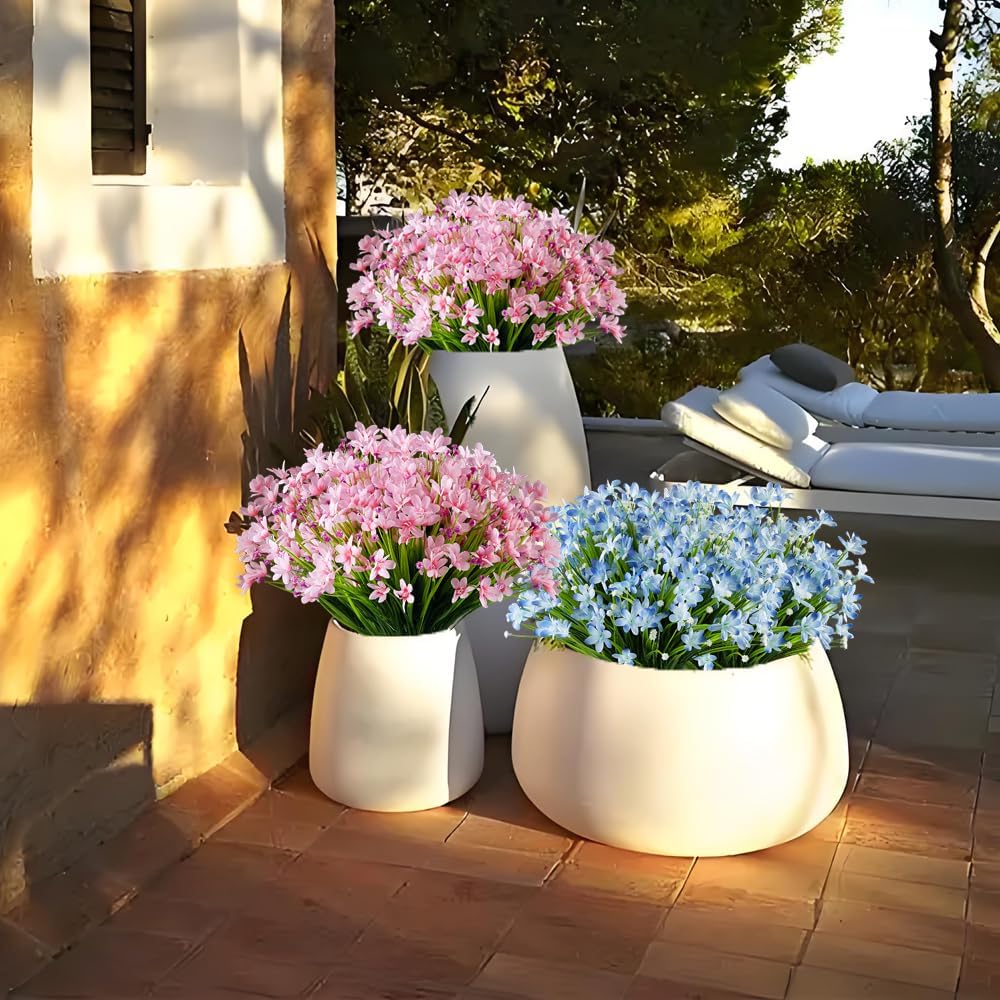 HAPLIA 4 Bundle Artificial Daffodils Flowers Pink