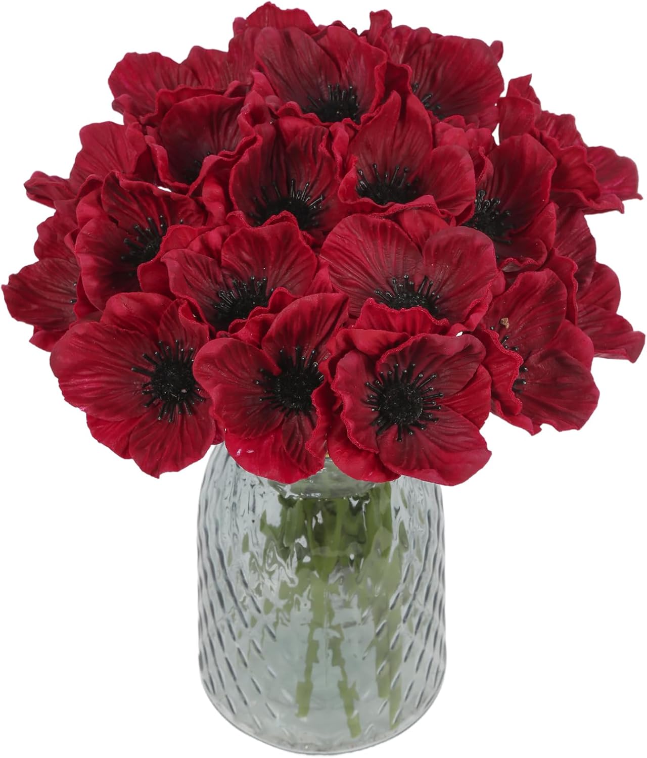 IPOPU Burgundy Poppy Flowers Artificial 20pcs