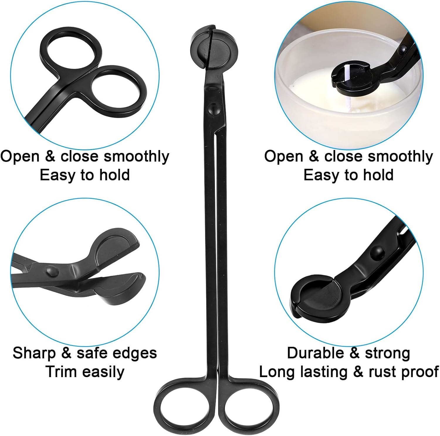 5 Pack Candle Wick Trimmer Cutter Matte Black Stainless Steel