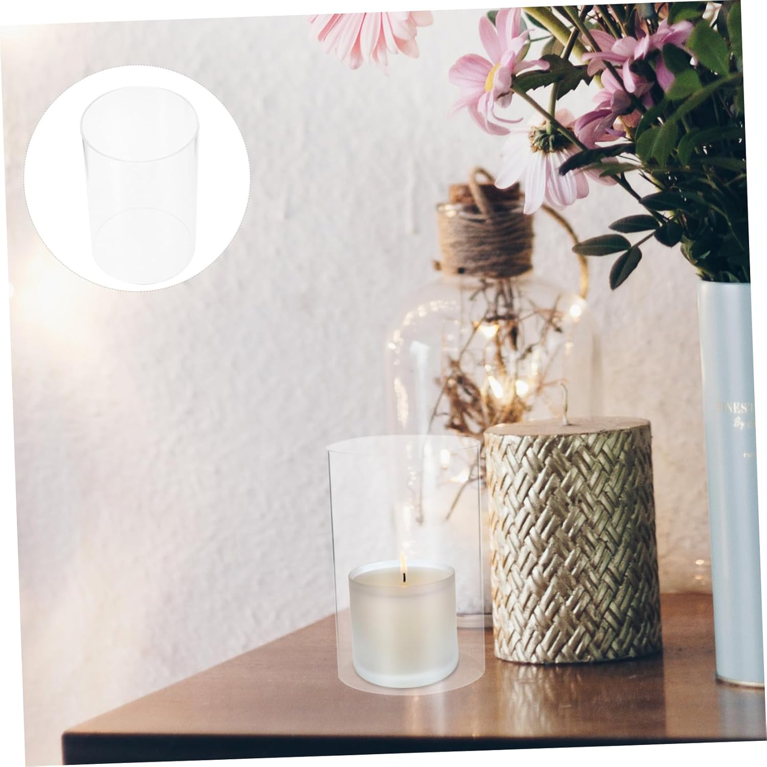 VOSAREA 2pcs Glass Candle Holder Covers for Wedding Decor