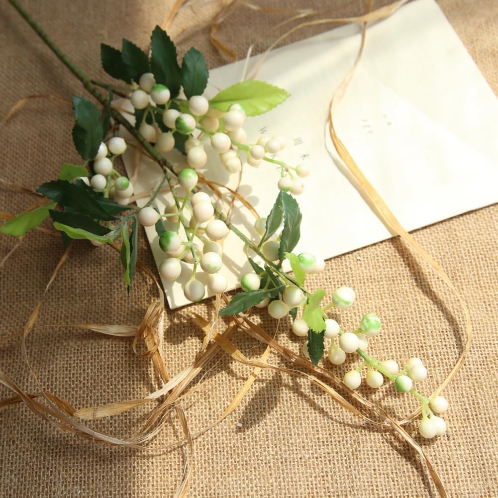 Valcatch Artificial Berries White Lifelike Faux Fruit