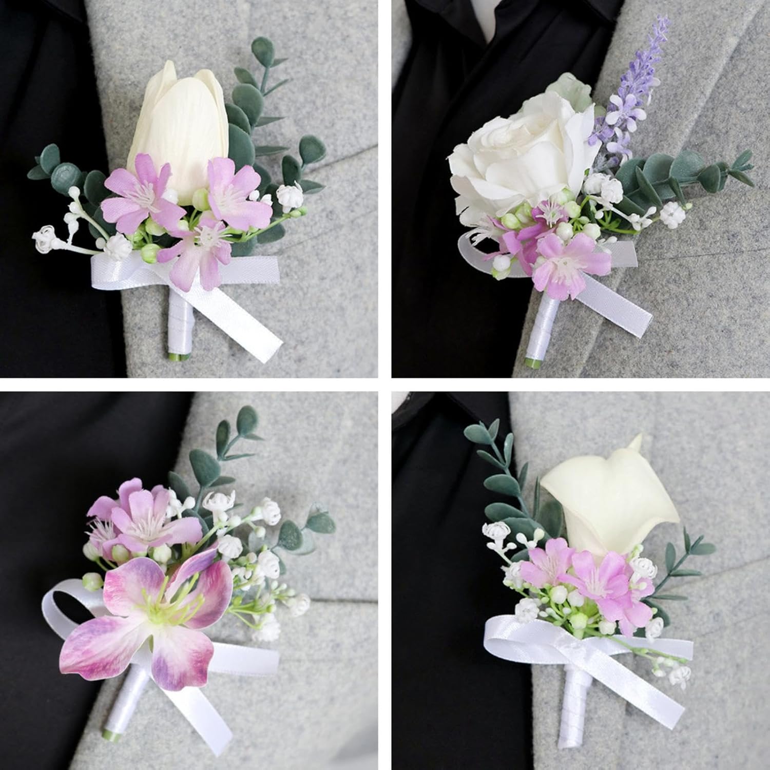 White Calla Lily Boutonniere for Men Wedding