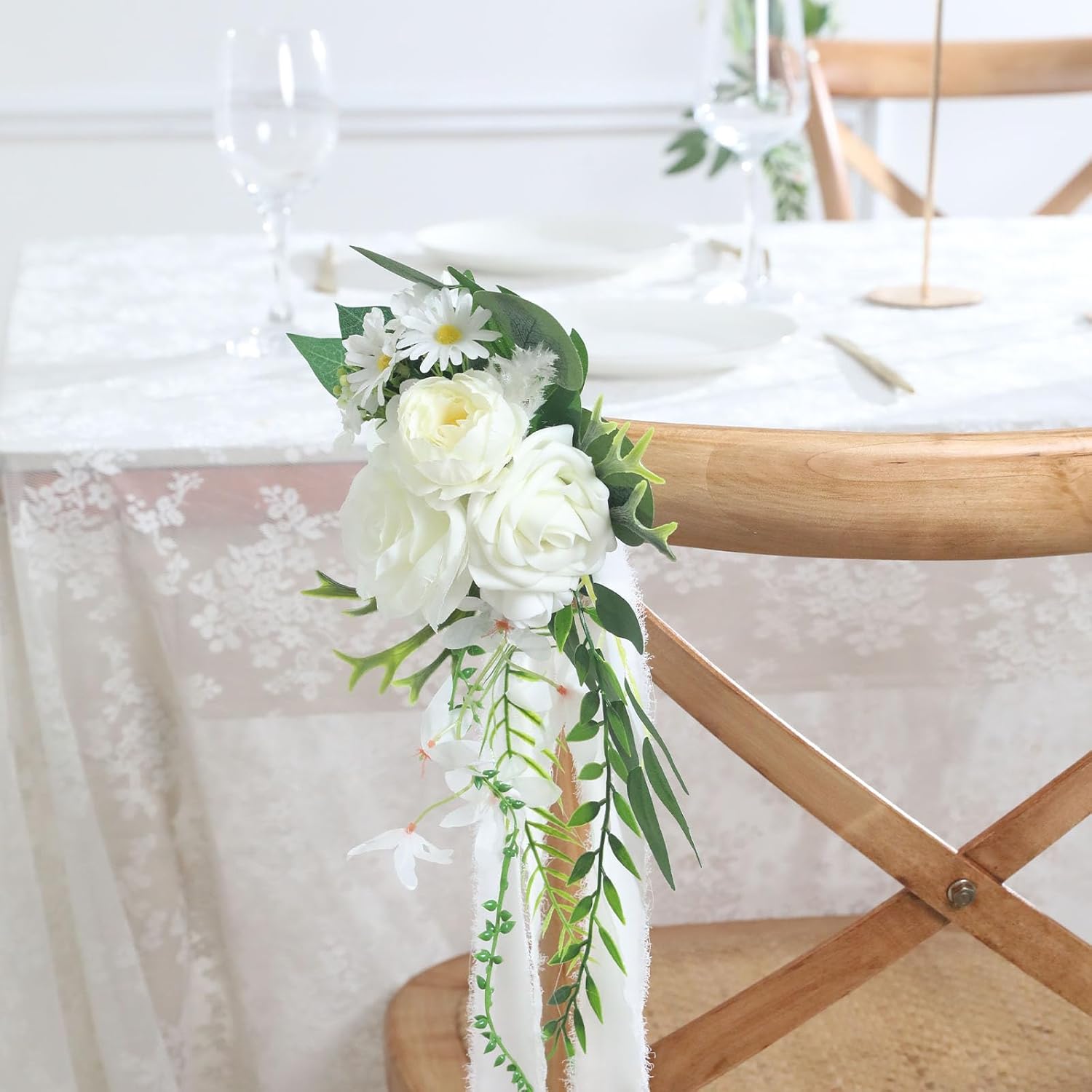 Senseya Wedding Aisle Decorations Set of 8 Chair Back Flowers