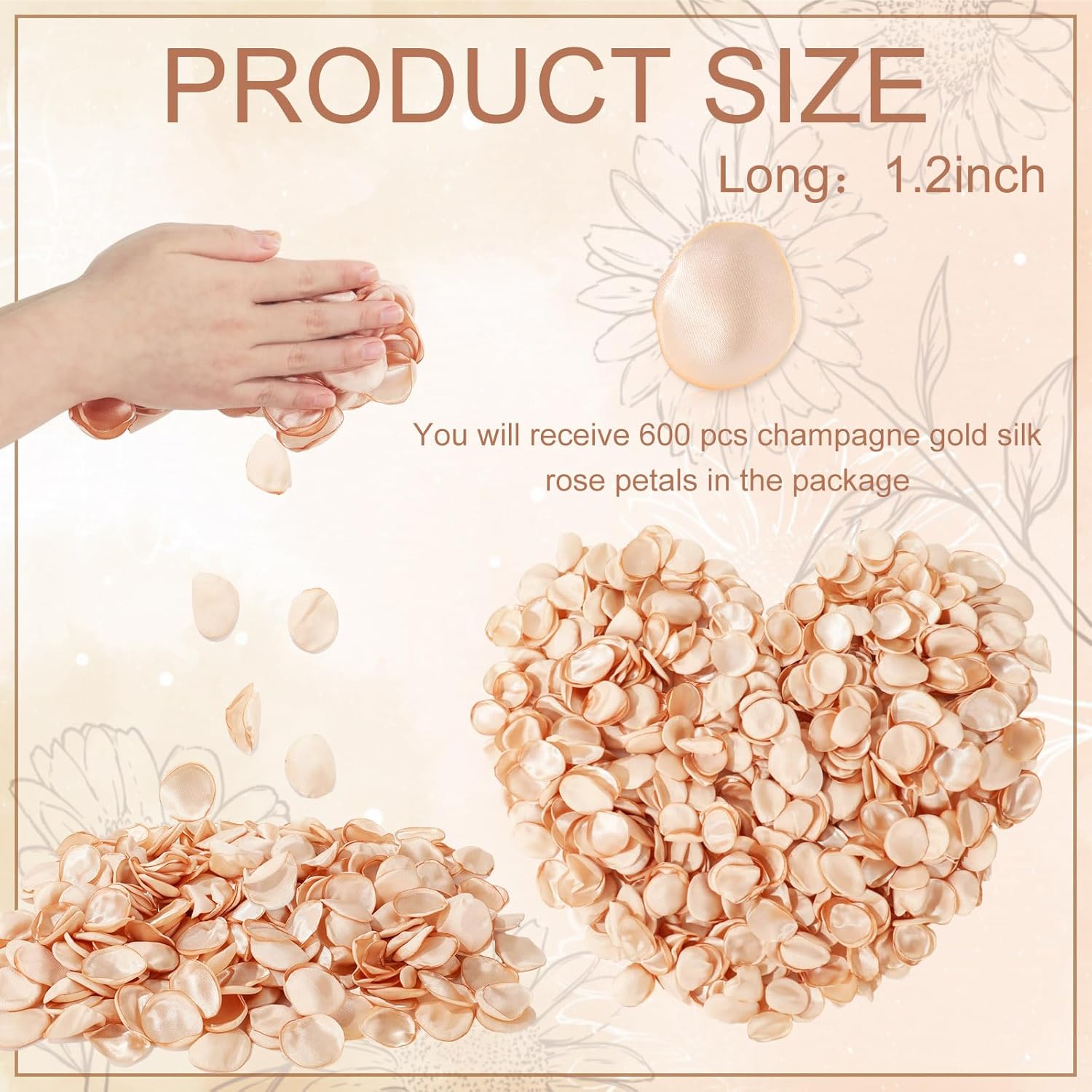 Whaline Champagne Gold Rose Petals 600Pcs Set