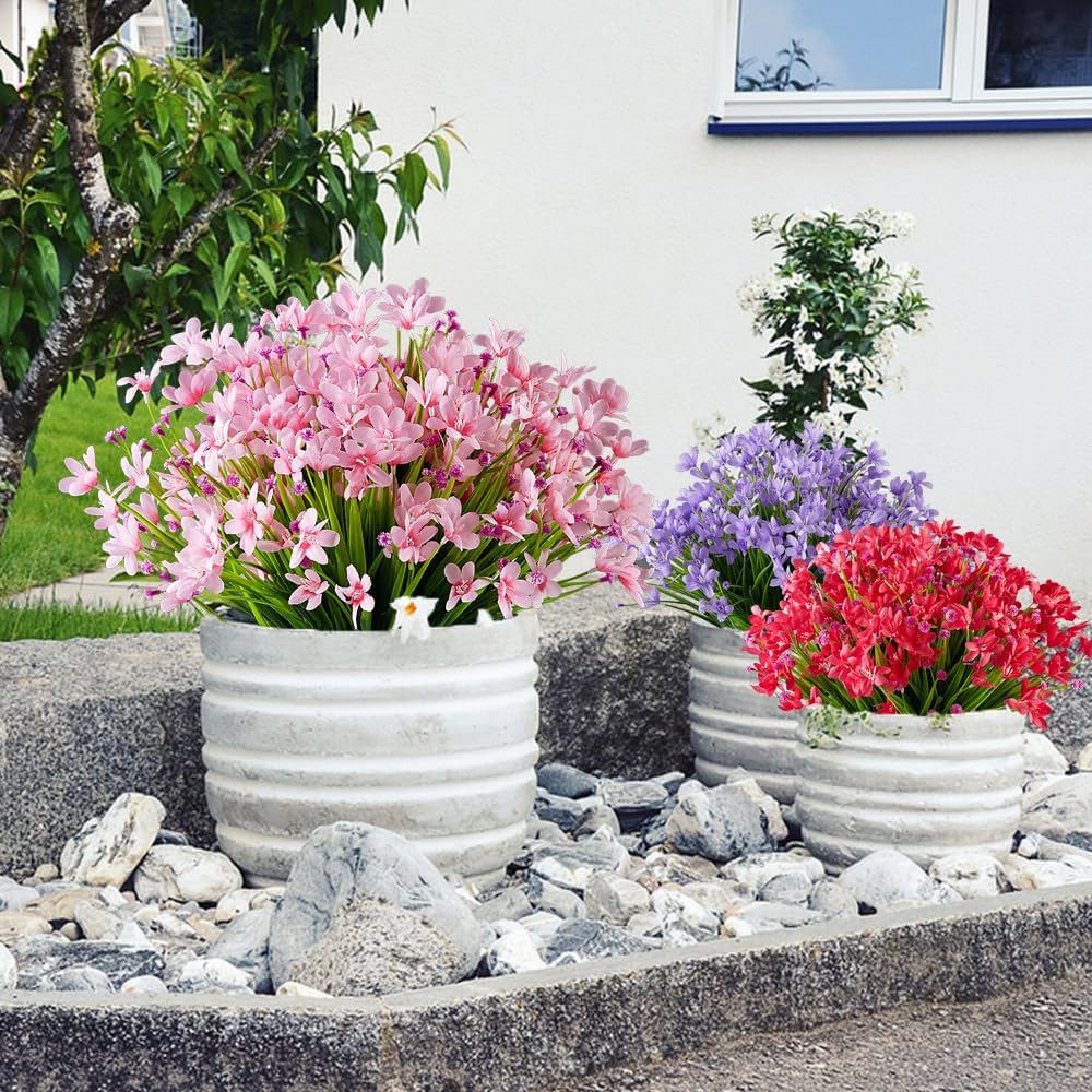 HAPLIA 4 Bundle Artificial Daffodils Flowers Pink