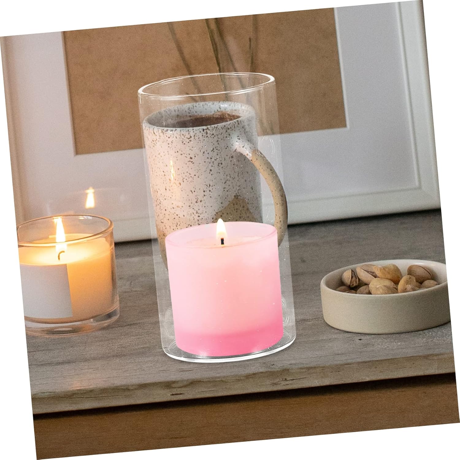 Cabilock 4Pcs Glass Candle Shades Windproof Holders for Decorations