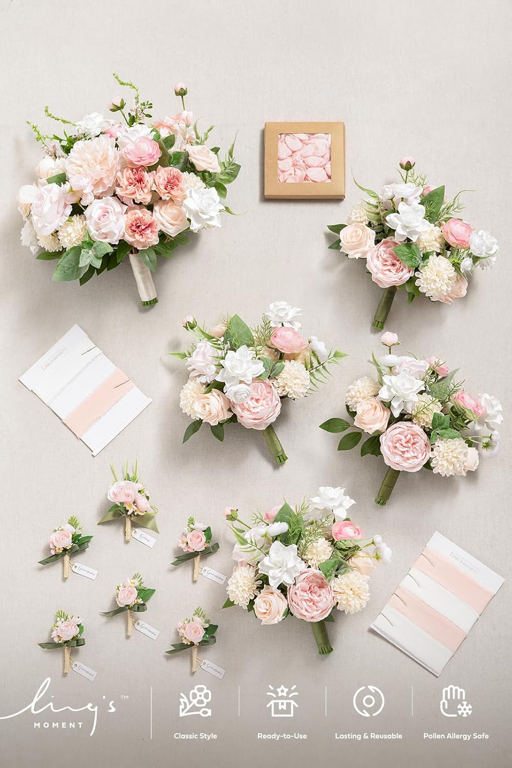 Lings Moment Blush Pink Artificial Flower Set