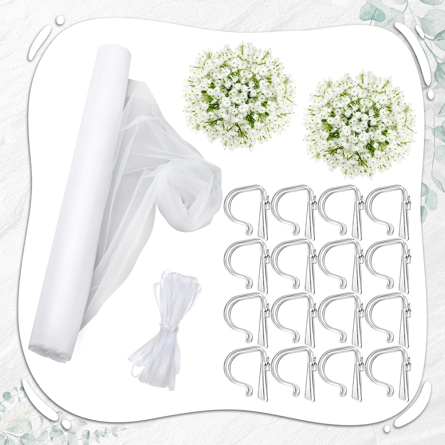 Riceshoot 34 Pcs Wedding Decor Set for Church Pew