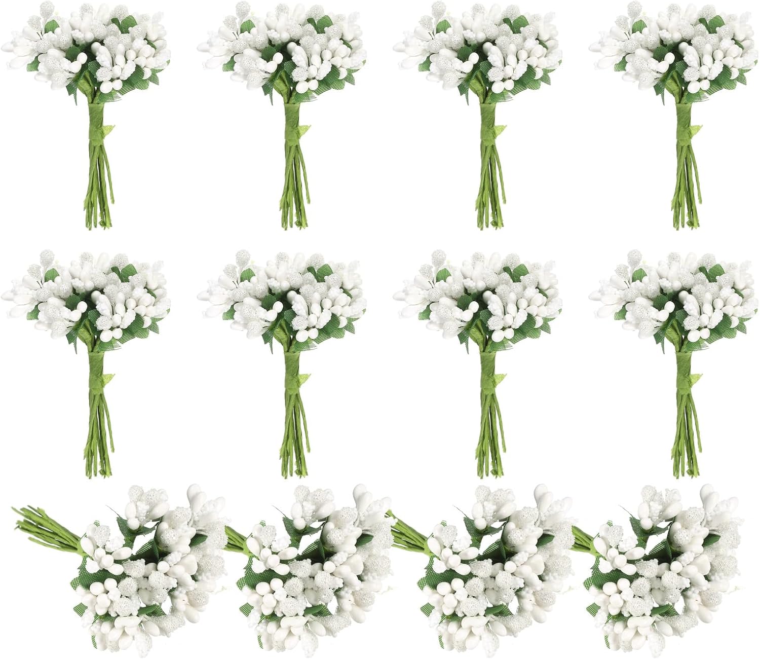 PATIKIL White Artificial Flower Stamen Bunch 144Pcs