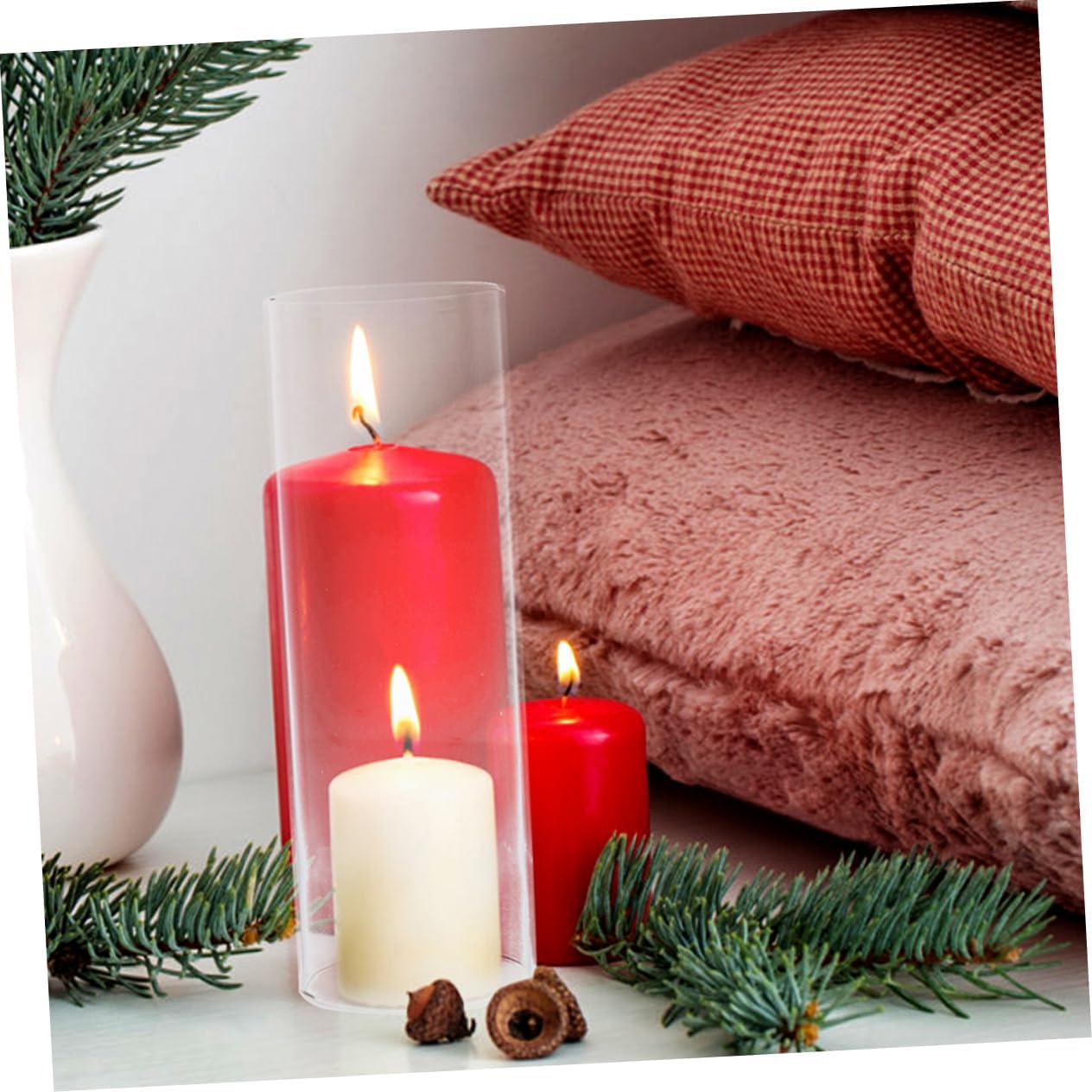 Zerodeko Windproof Glass Candle Holder with Cylinder Shade