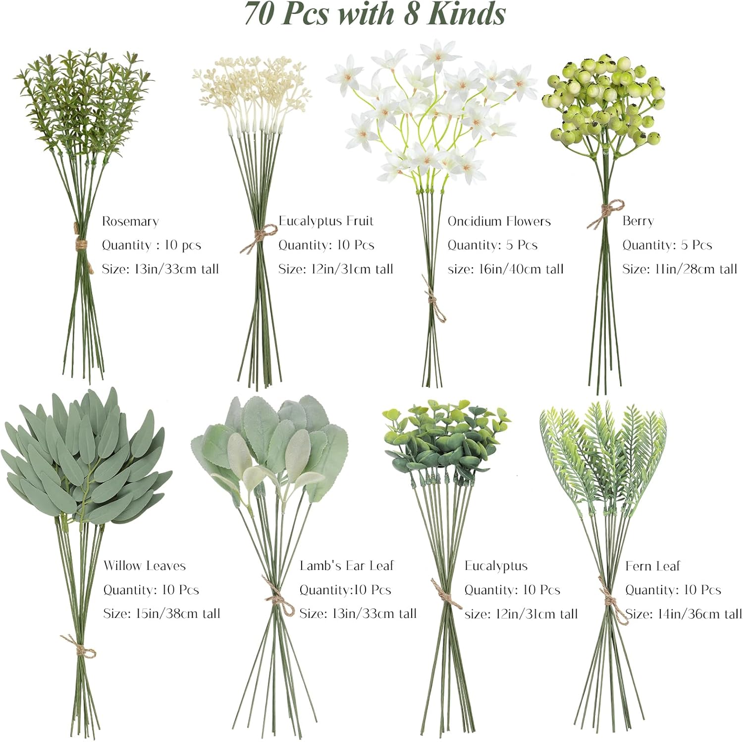 Alynsehom Artificial Flower Stems Set 70 Pcs Wedding Decor