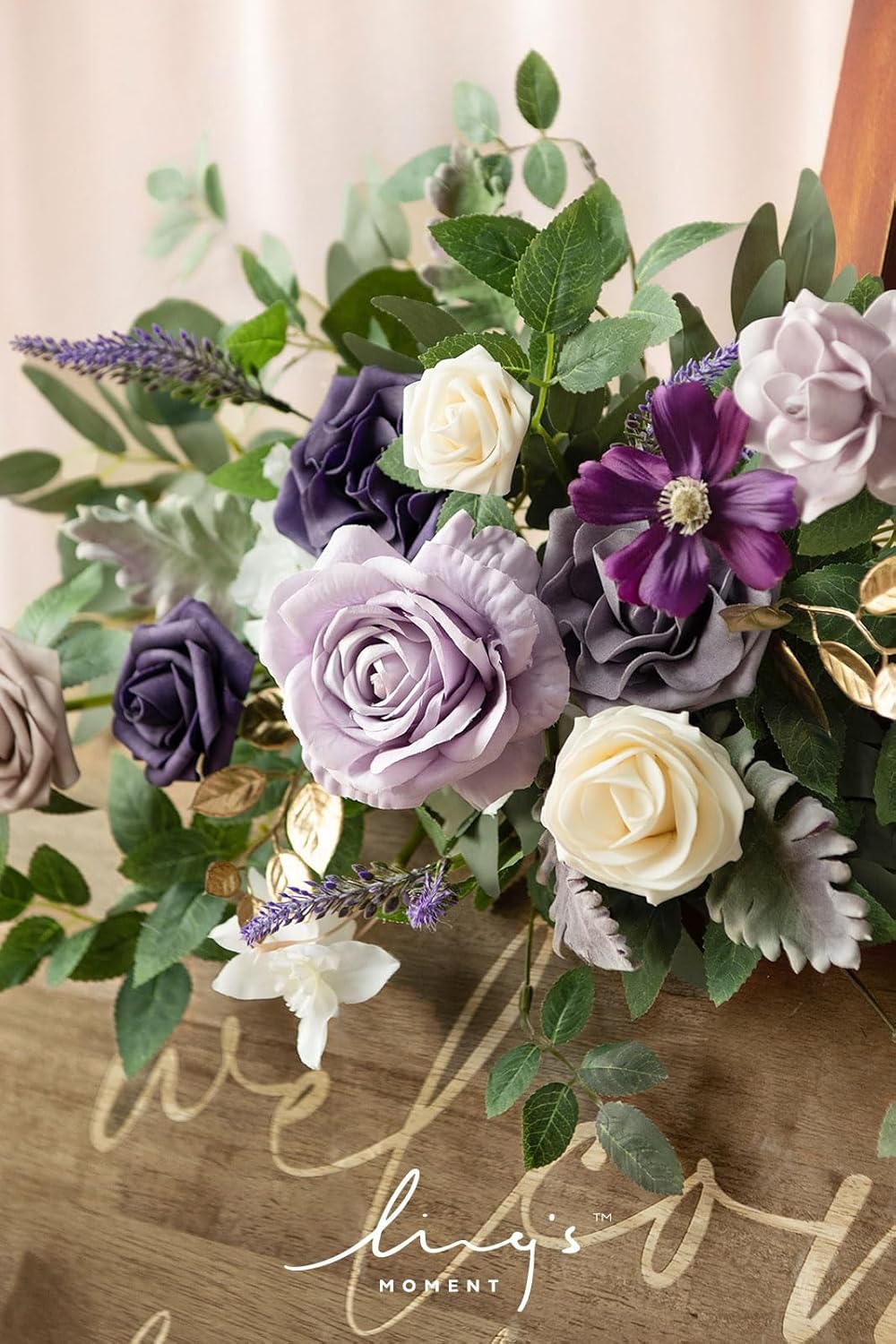 Lings Moment Lilac Purple Gold Artificial Flower Swag