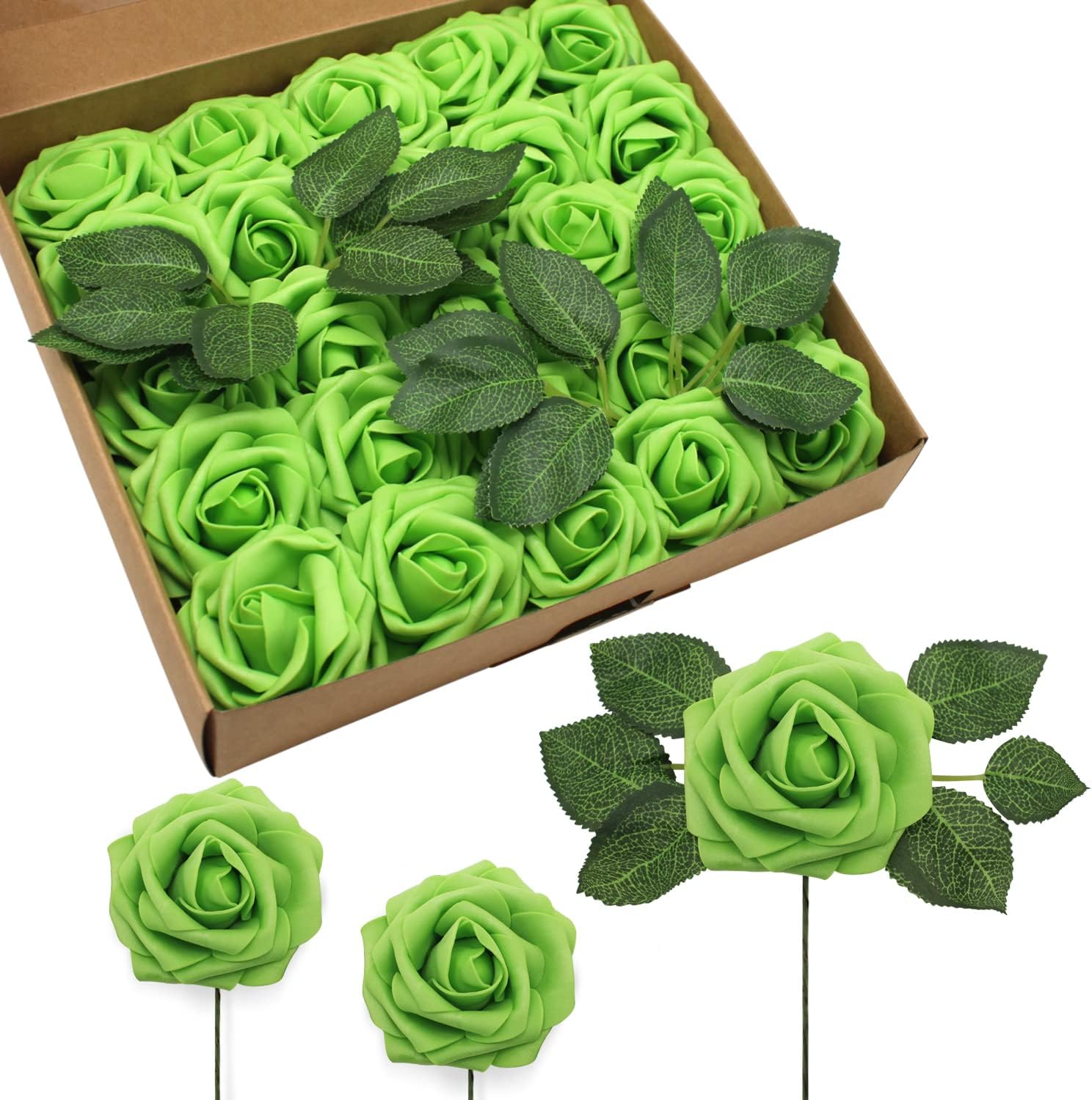 JOYLEX Realistic Roses Artificial Flowers 25pcs Set