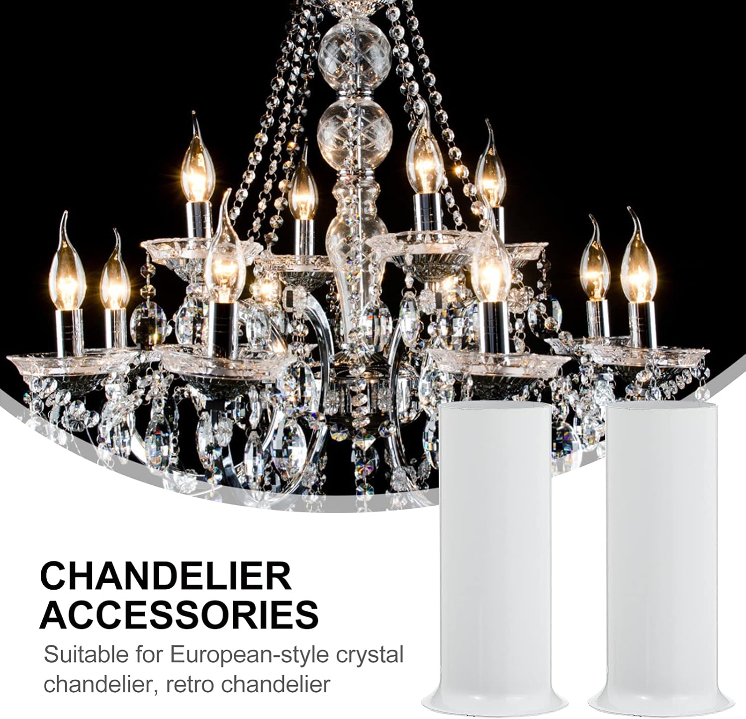 12pcs Metal Candle Sleeves for Chandeliers White