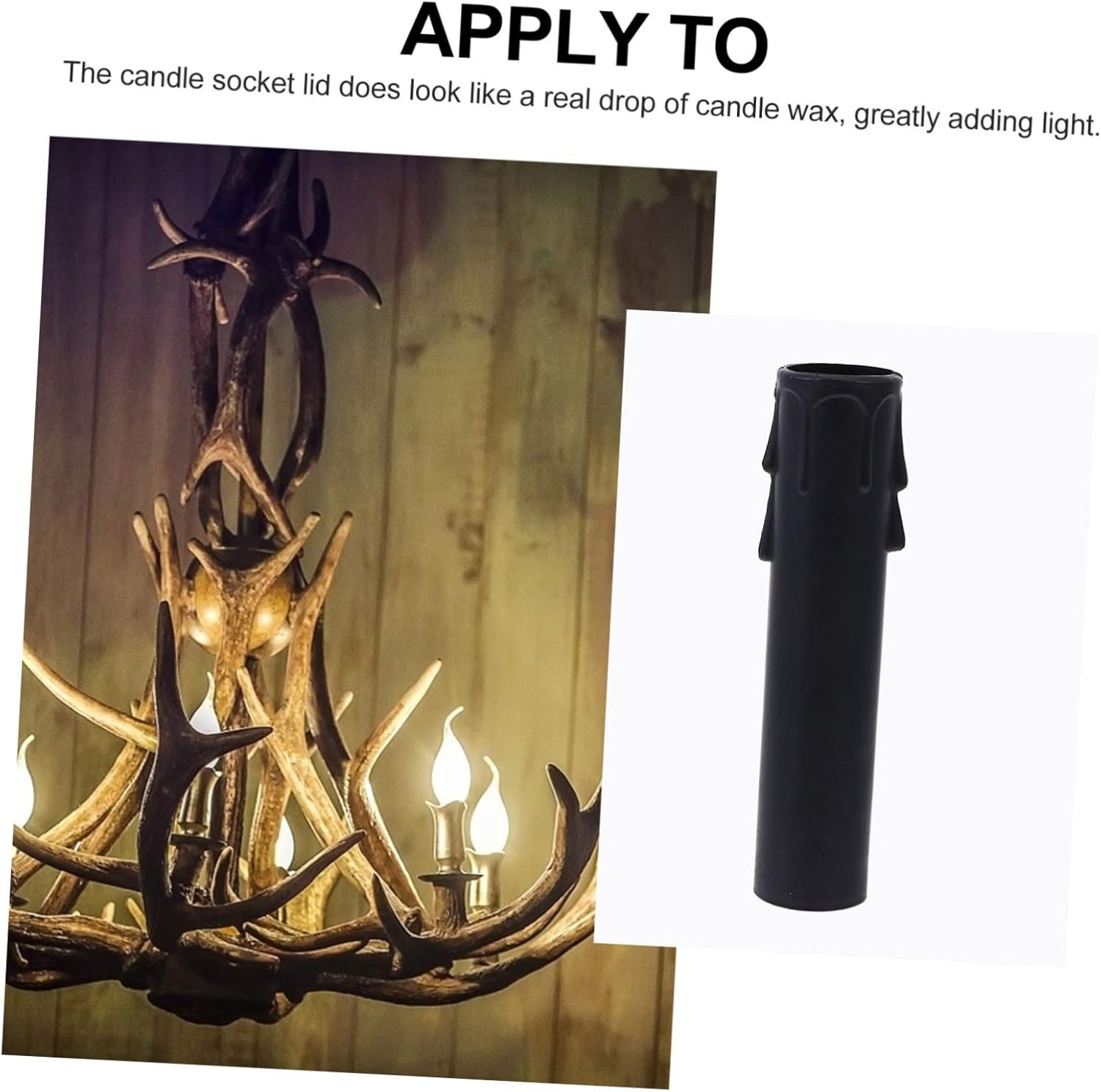 20pcs Plastic Candle Sleeve Covers for Chandeliers Black Teardrop Design Reusable