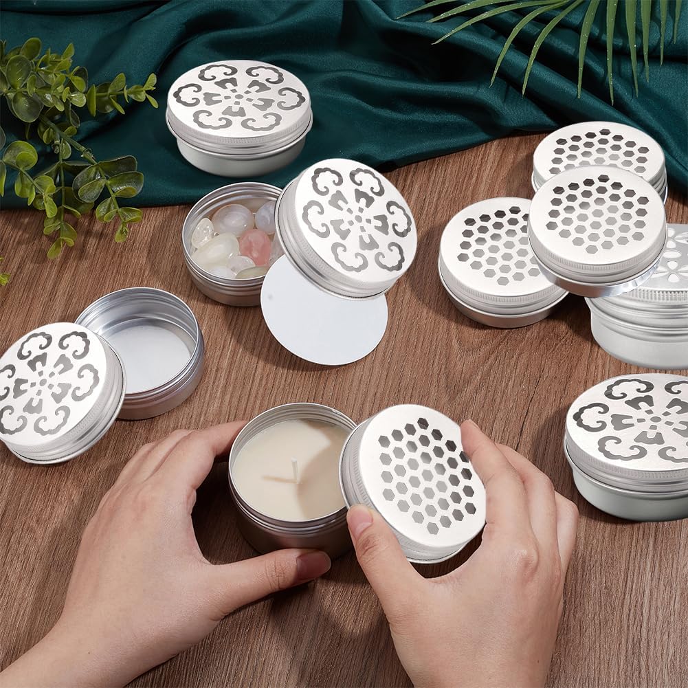 PH PandaHall 12pcs Aluminium Tins with Hollow Lids