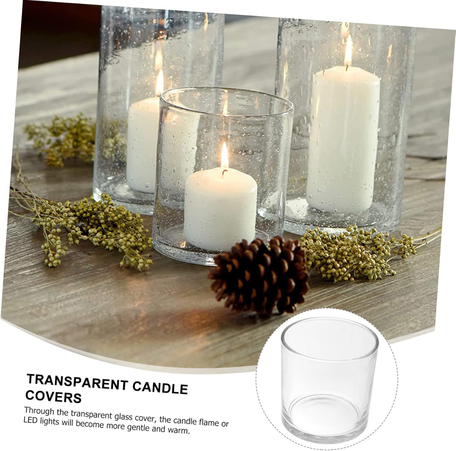 Zerodeko Simple Candle Protectors Glass Shades Windproof Holders