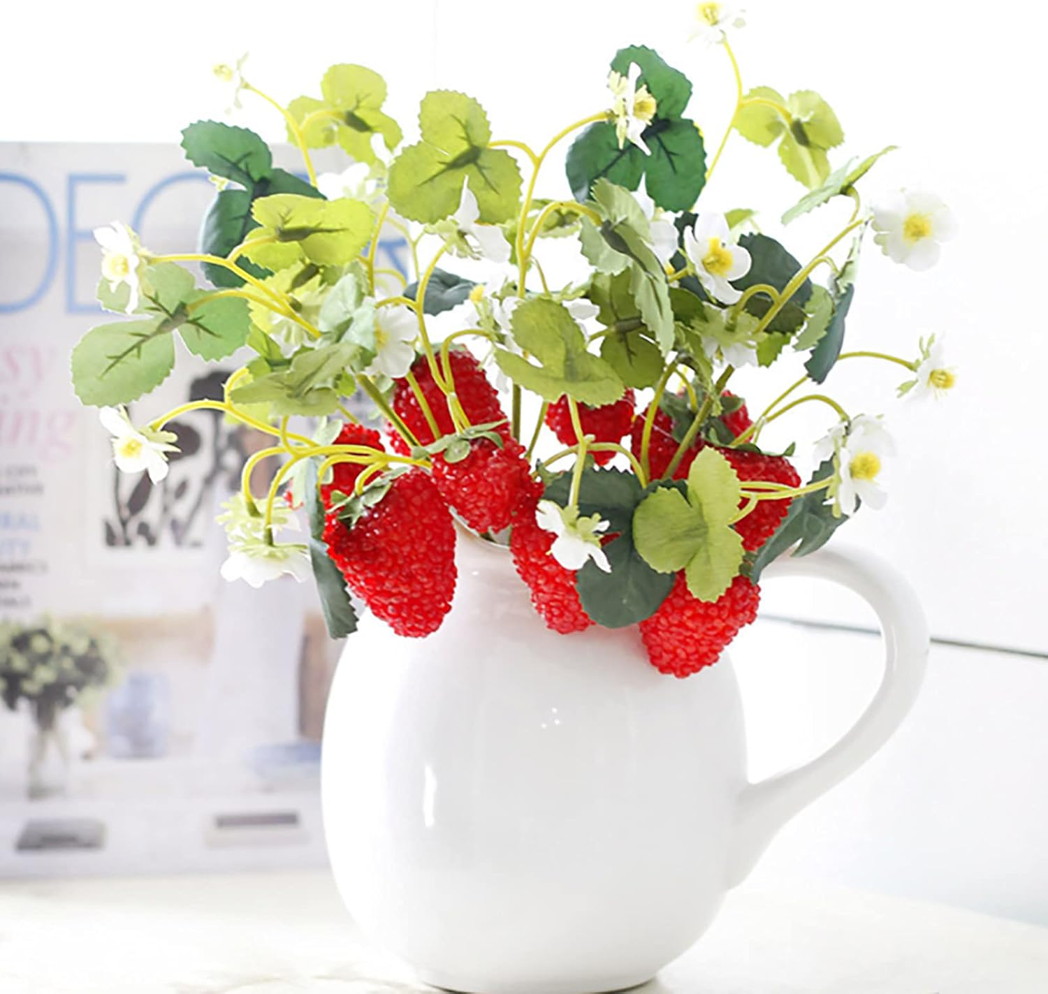 10 Branches Artificial Strawberries Decorative Plants